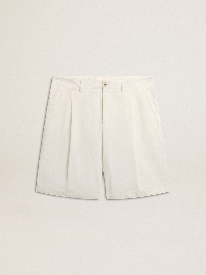 Bermuda shorts in white cotton poplin 1