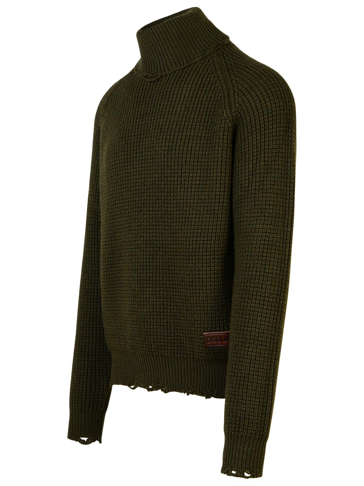 Dsquared2 Dark Green Wool Turtleneck Sweater - 2