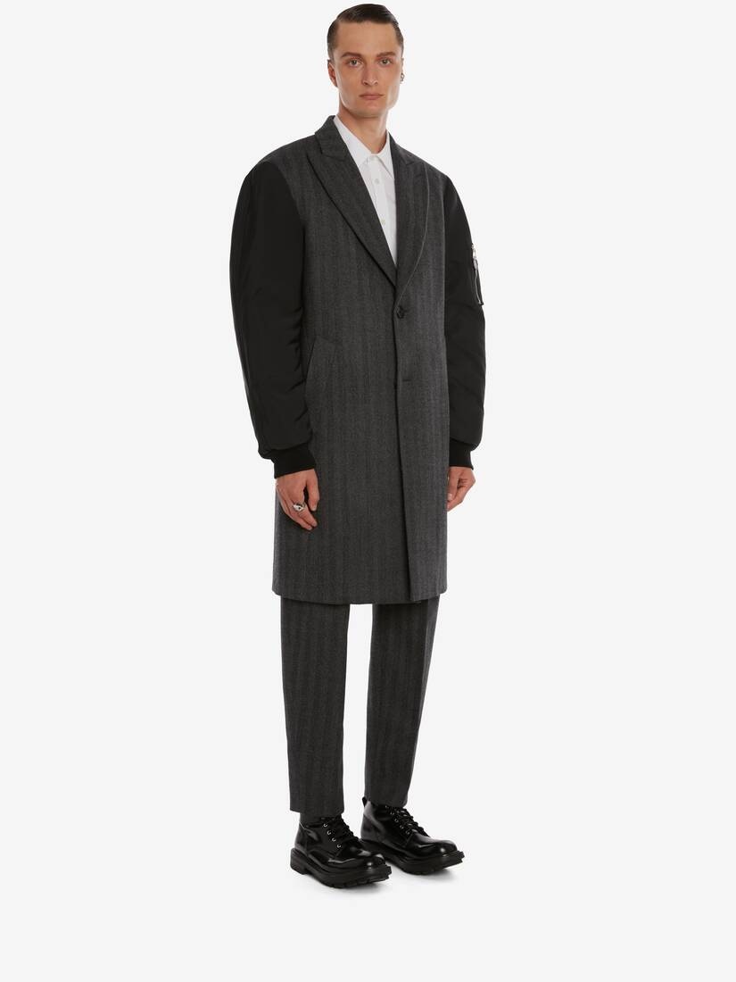 Oversize Parka Sleeves Tailored Coat in Grey - 3