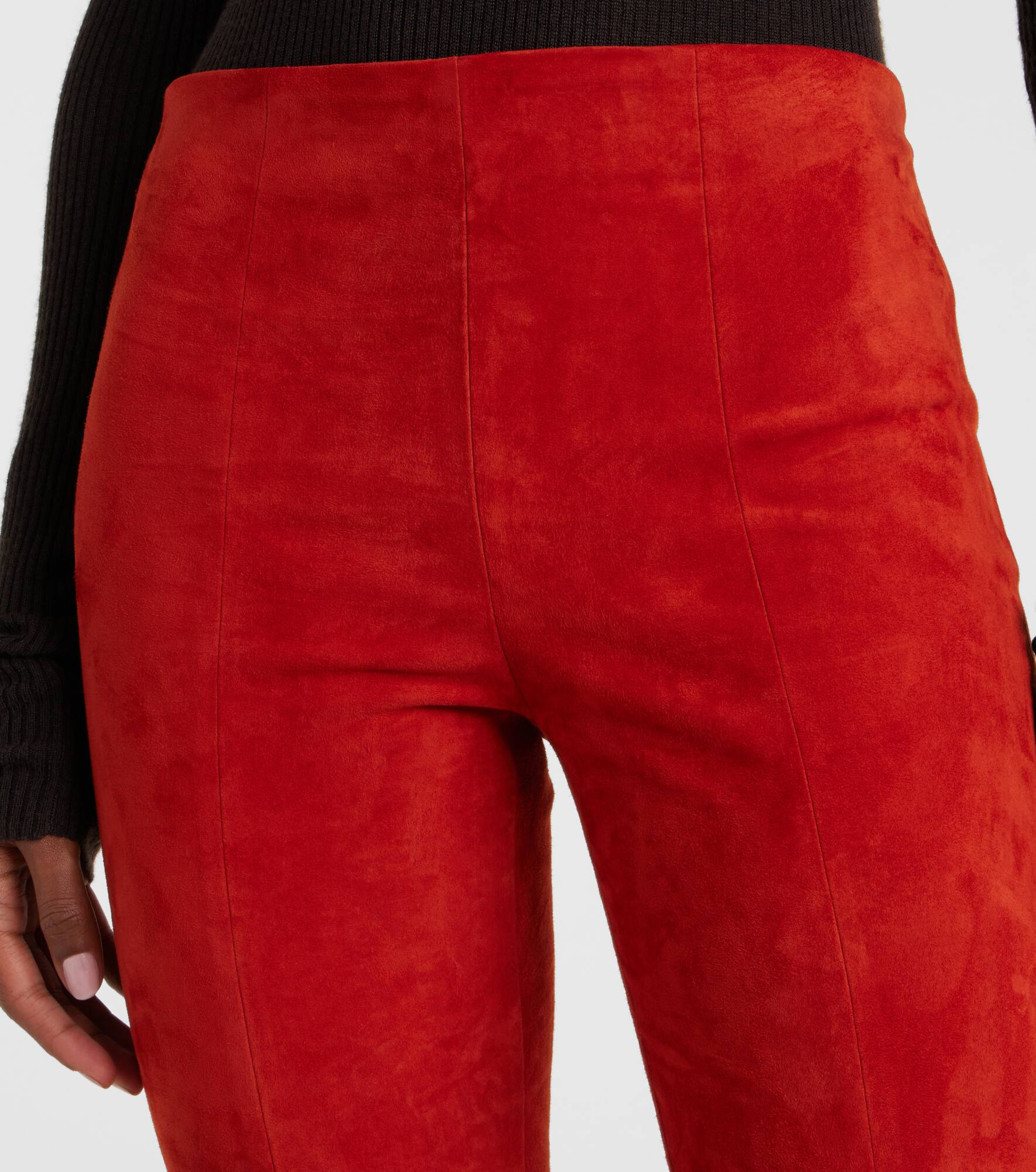 Gege high-rise suede flared pants - 4
