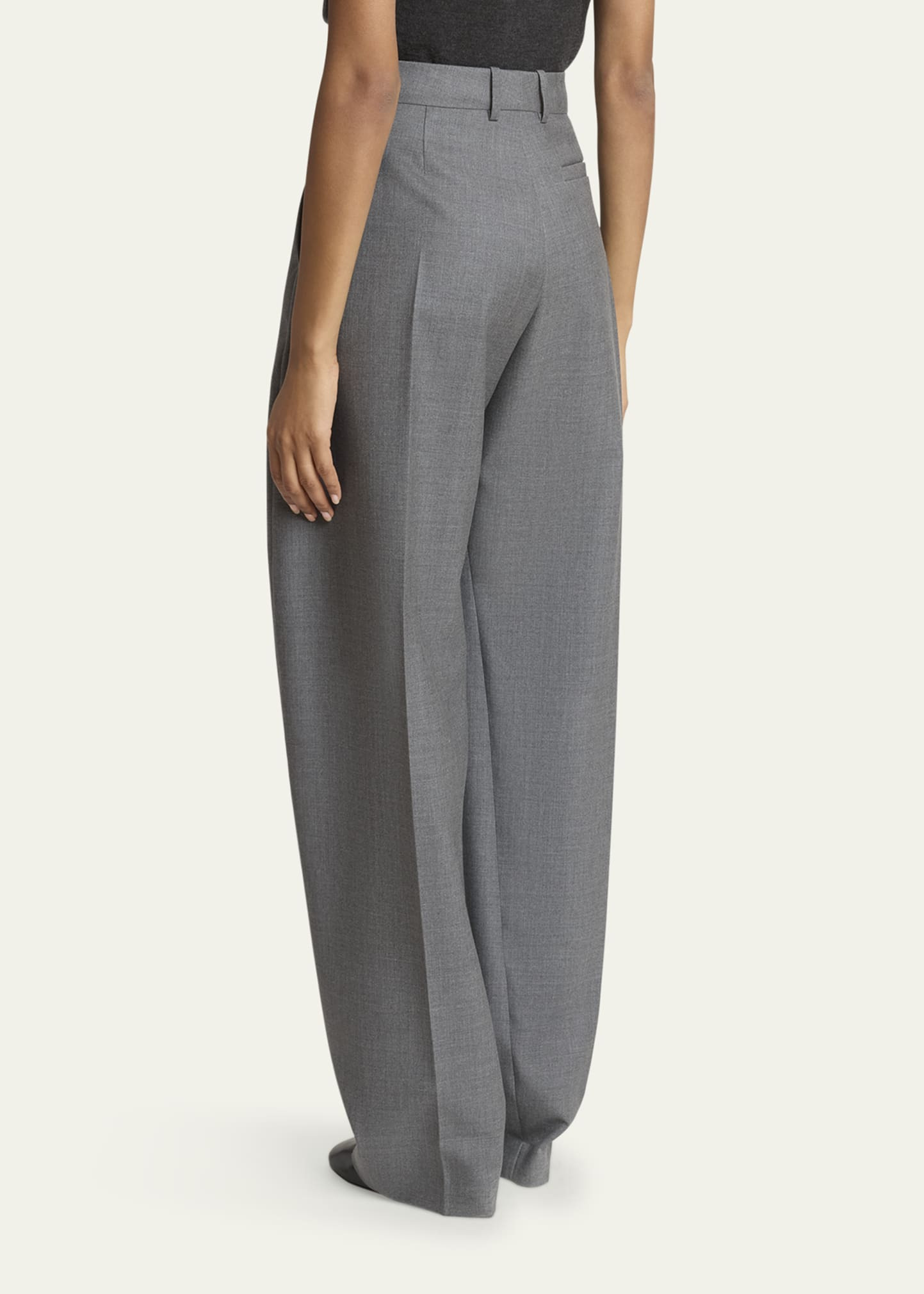 Barrel Leg Wool Trousers - 3