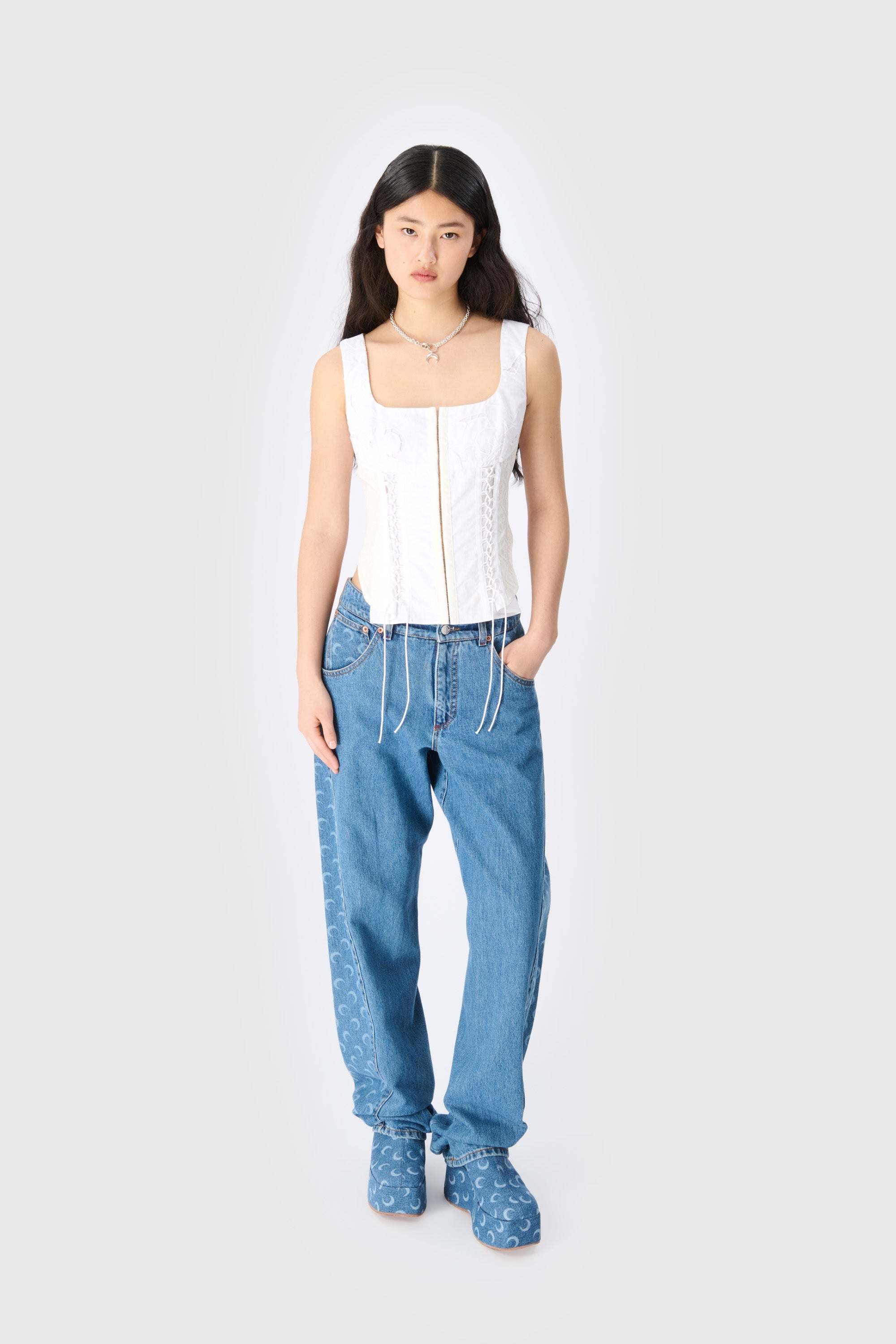 Moon Laser Denim Curved Jeans - 6