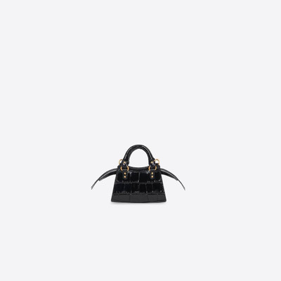 BALENCIAGA Women's Neo Classic Super Nano Handbag Crocodile Embossed in Black outlook