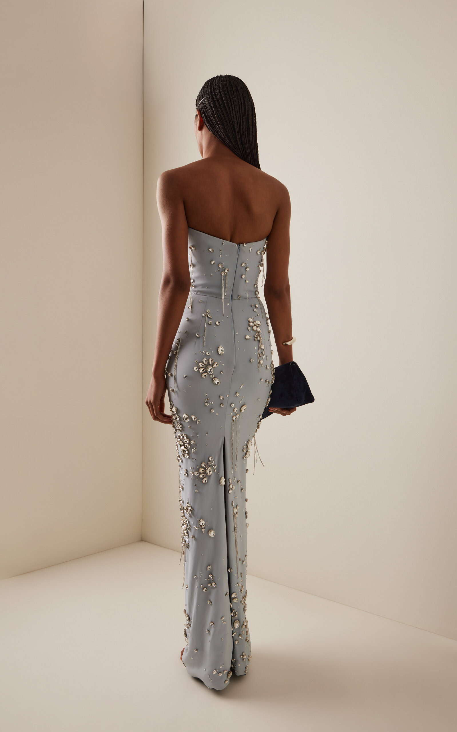 Crystal-Embellished Crepe Gown blue - 4