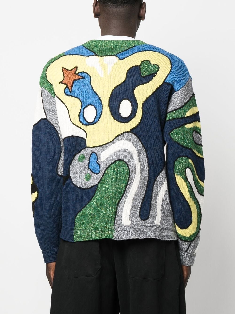 abstract-intarsia knit cardigan - 4