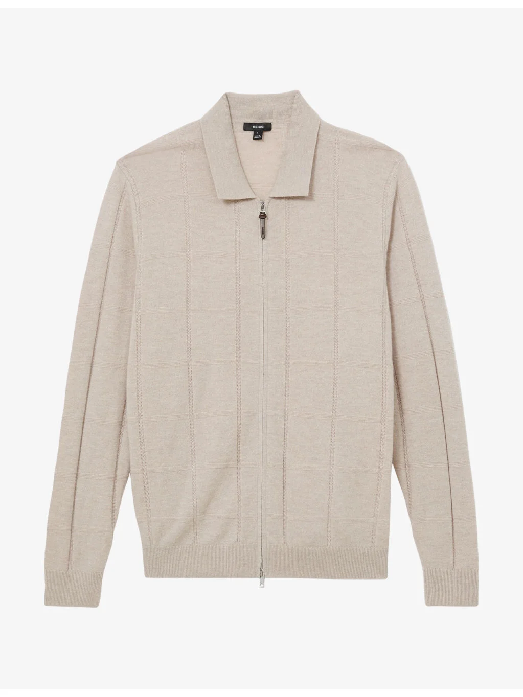 Martindale Check-Textured Zip-Through Wool Cardigan - 1