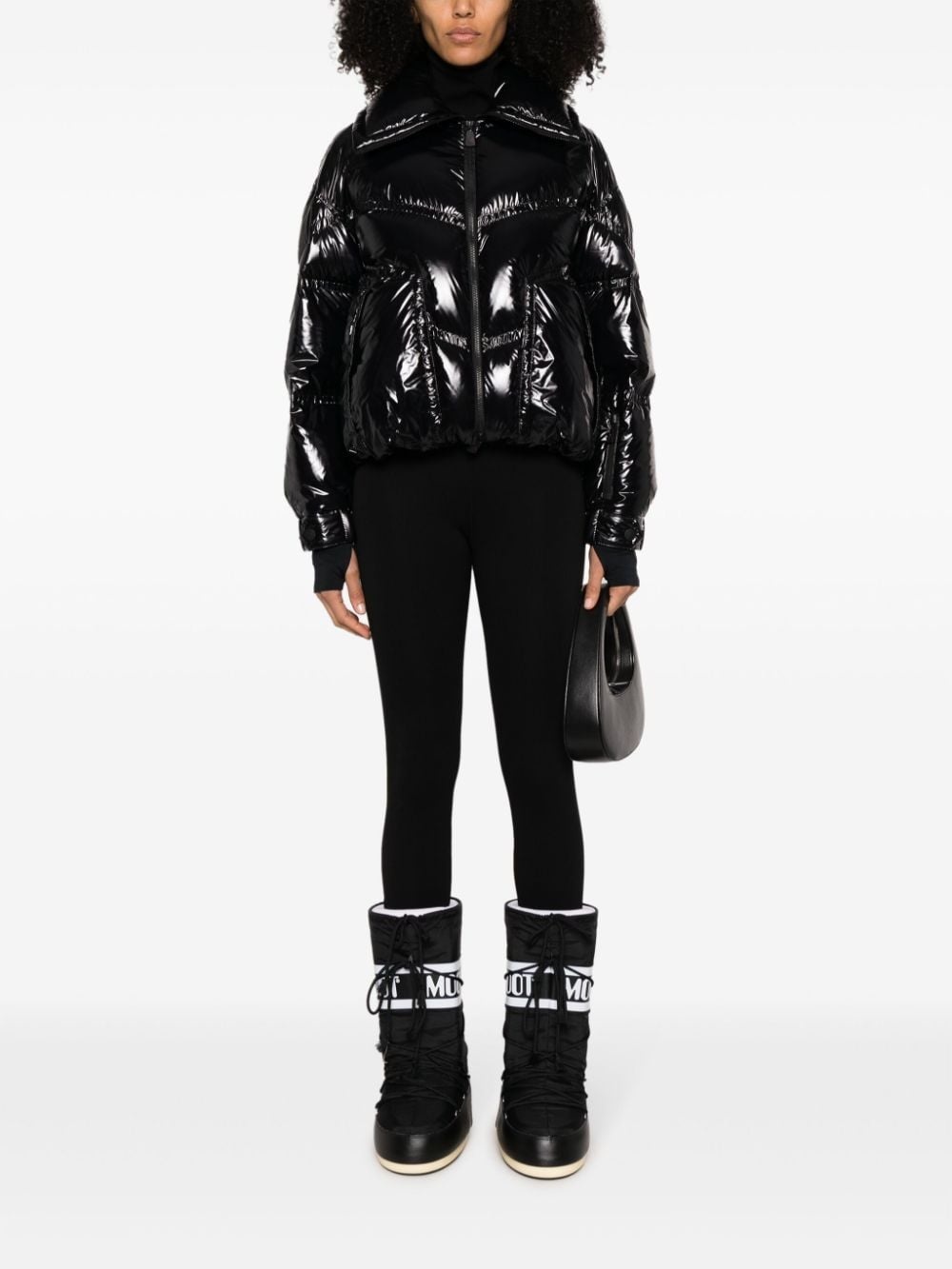 logo-patch quilted puffer jacket - 2
