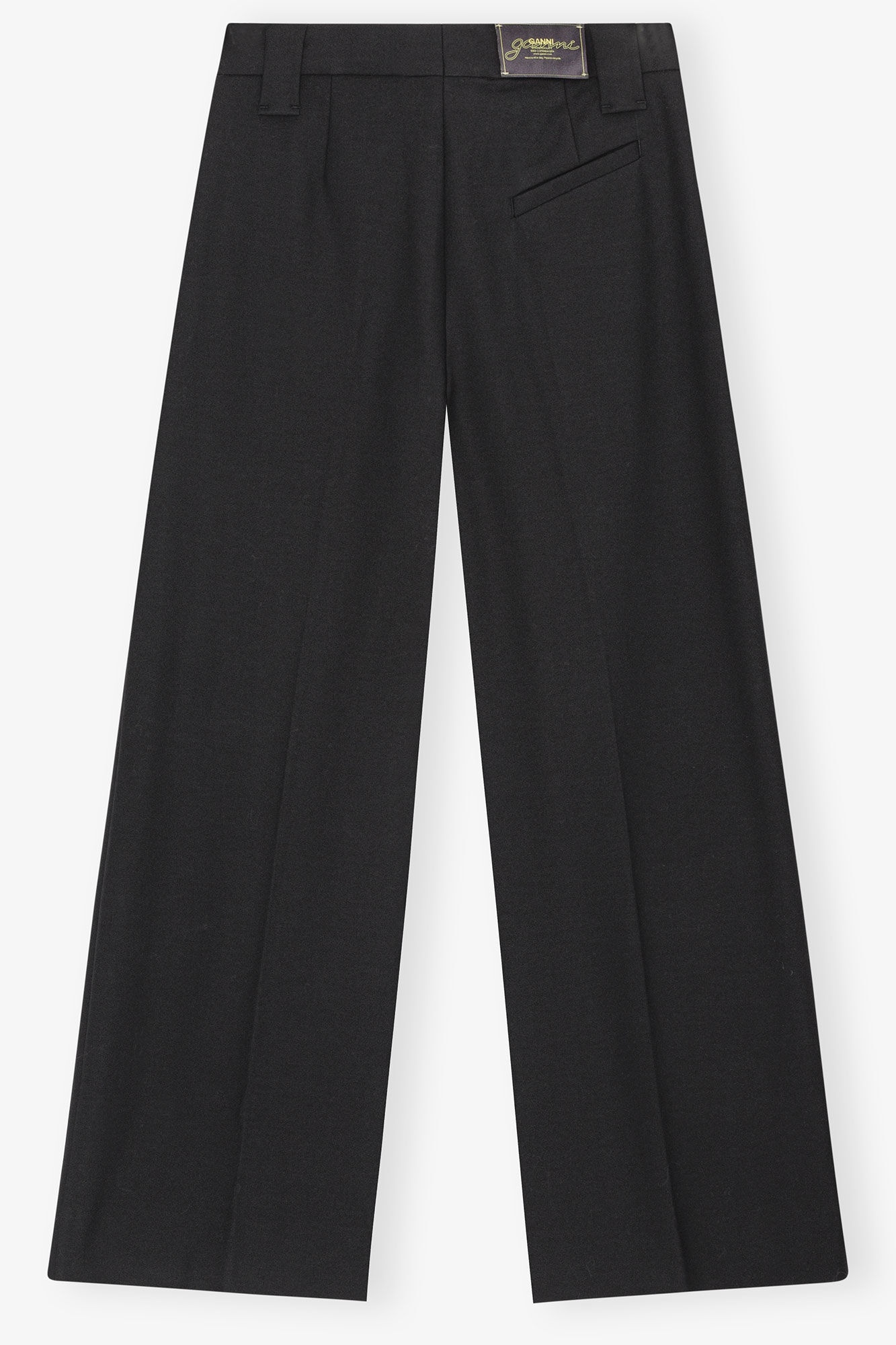 BLACK HEAVY COTTON TAILORING MID WAIST PANTS - 6