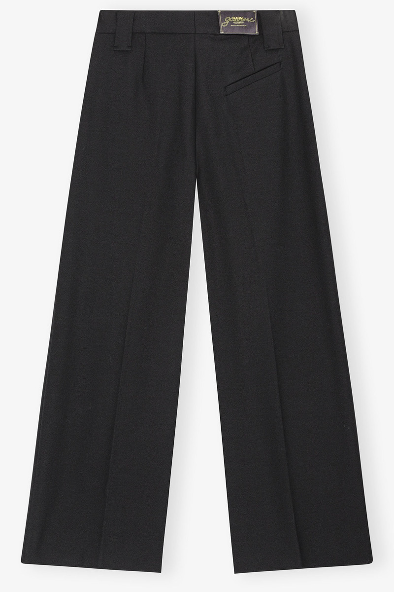 BLACK HEAVY COTTON TAILORING MID WAIST PANTS 6