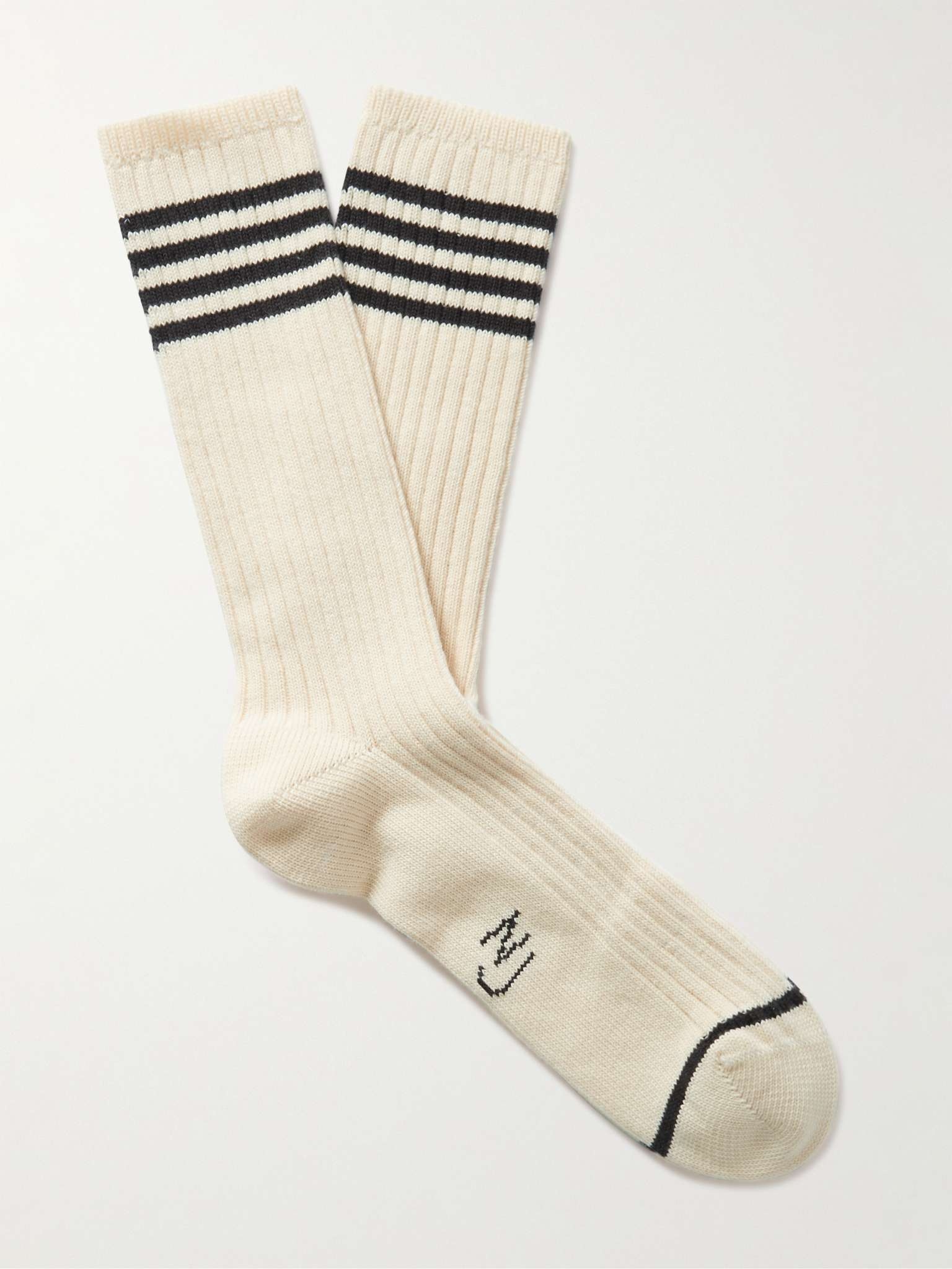 Striped Ribbed Cotton-Blend Socks - 1