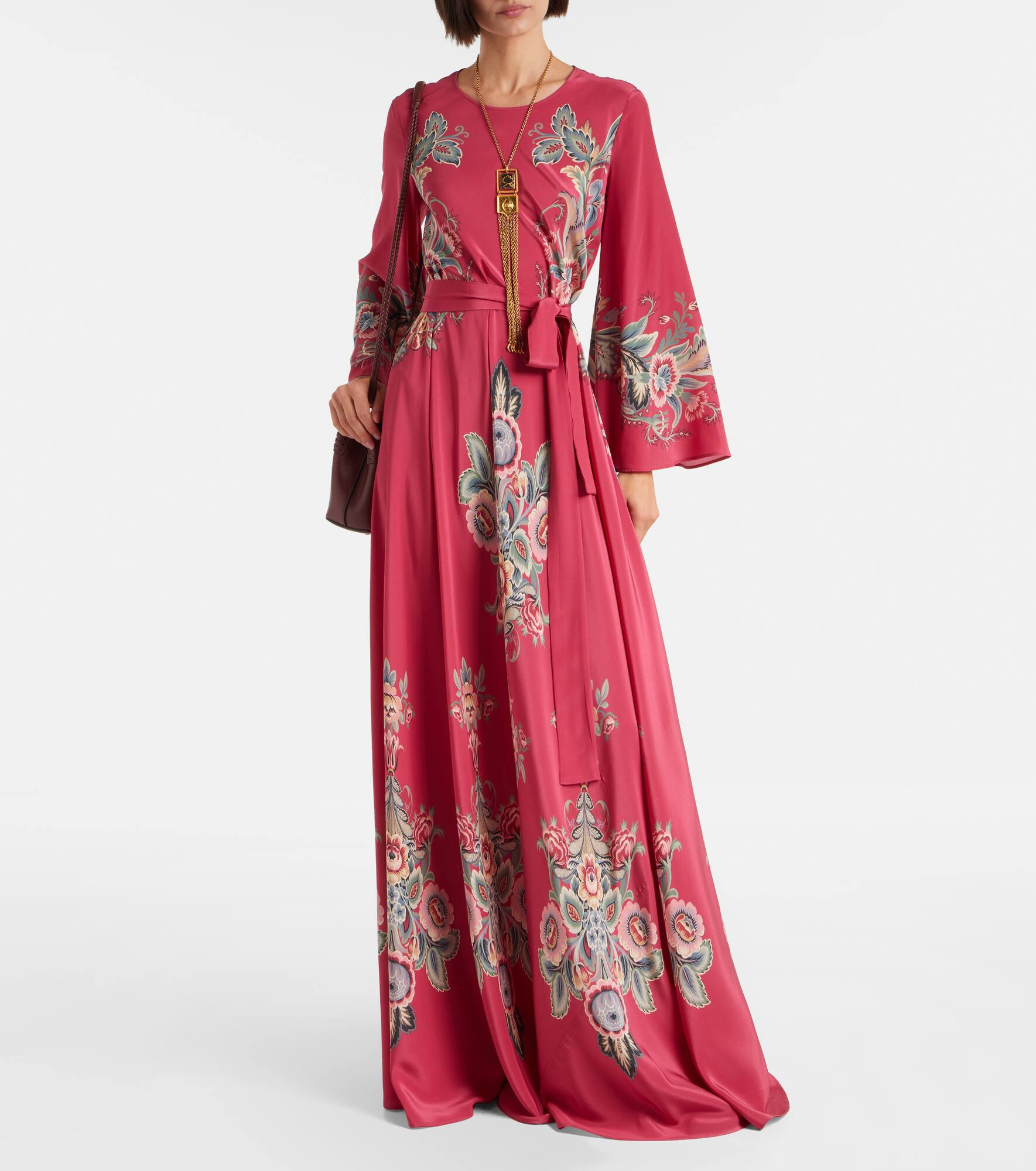 Belted printed silk maxi dress - 2