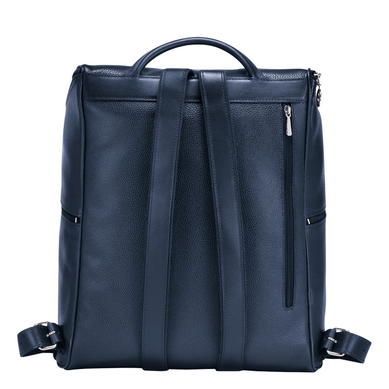 Le Foulonné Backpack Navy - Leather 4