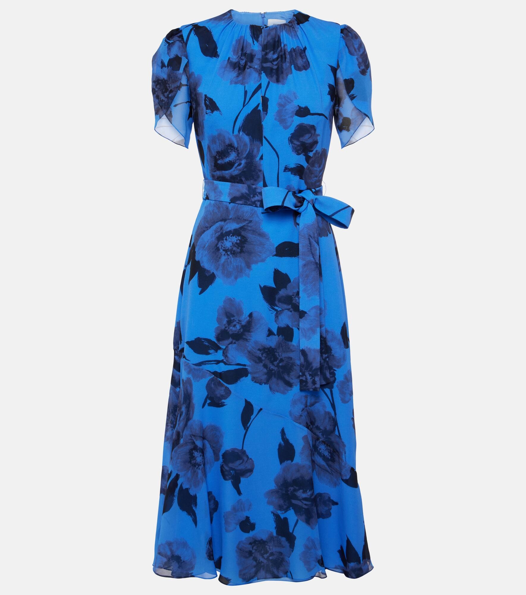 Floral silk midi dress - 1