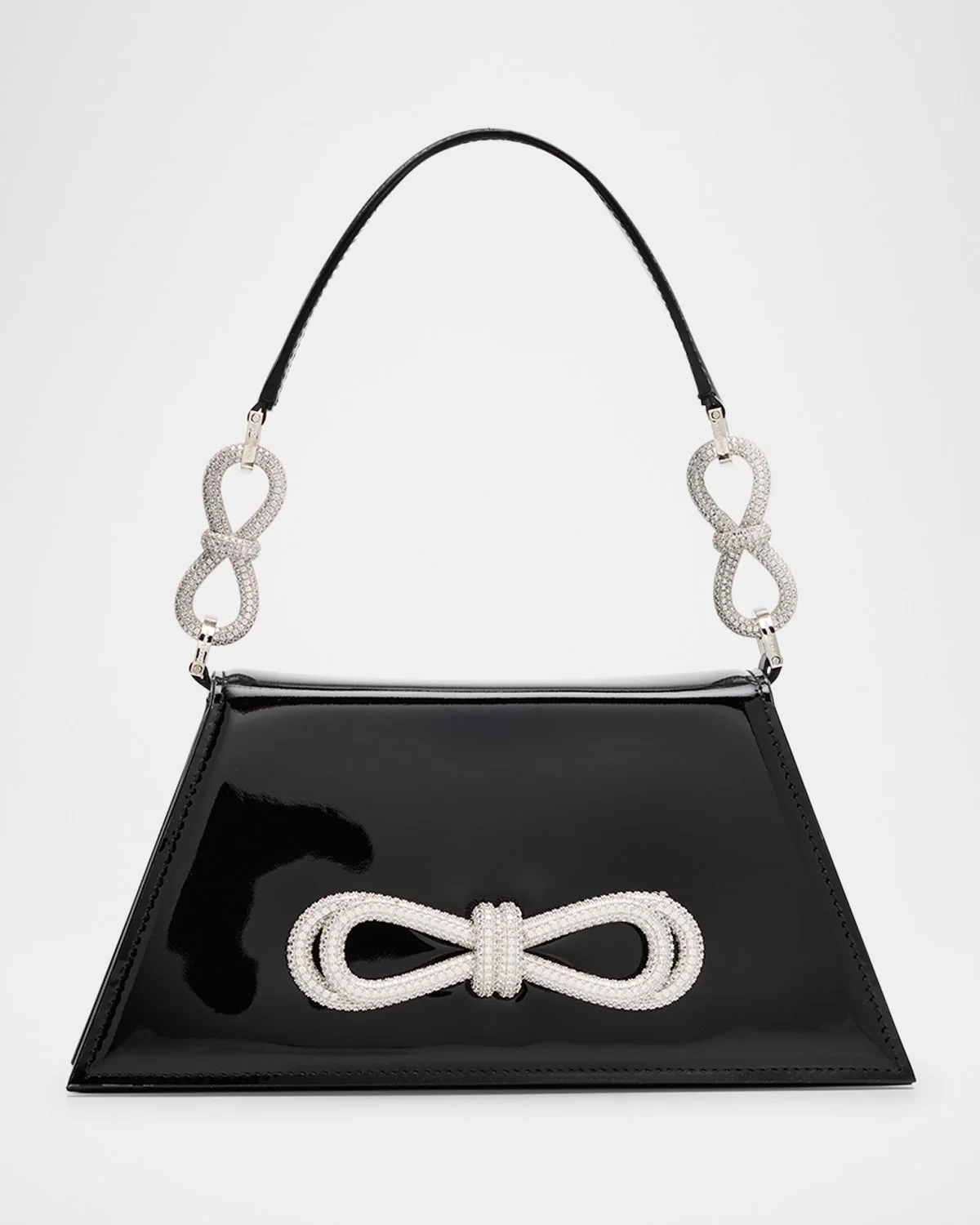 Samantha Double Bow Patent Leather Shoulder Bag - 1
