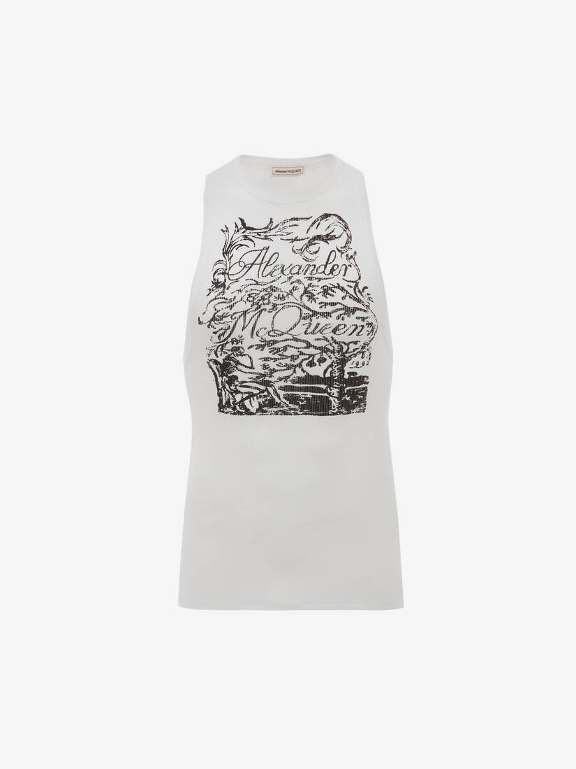 Blake Illustration Ribbed Tank Top in White - 1