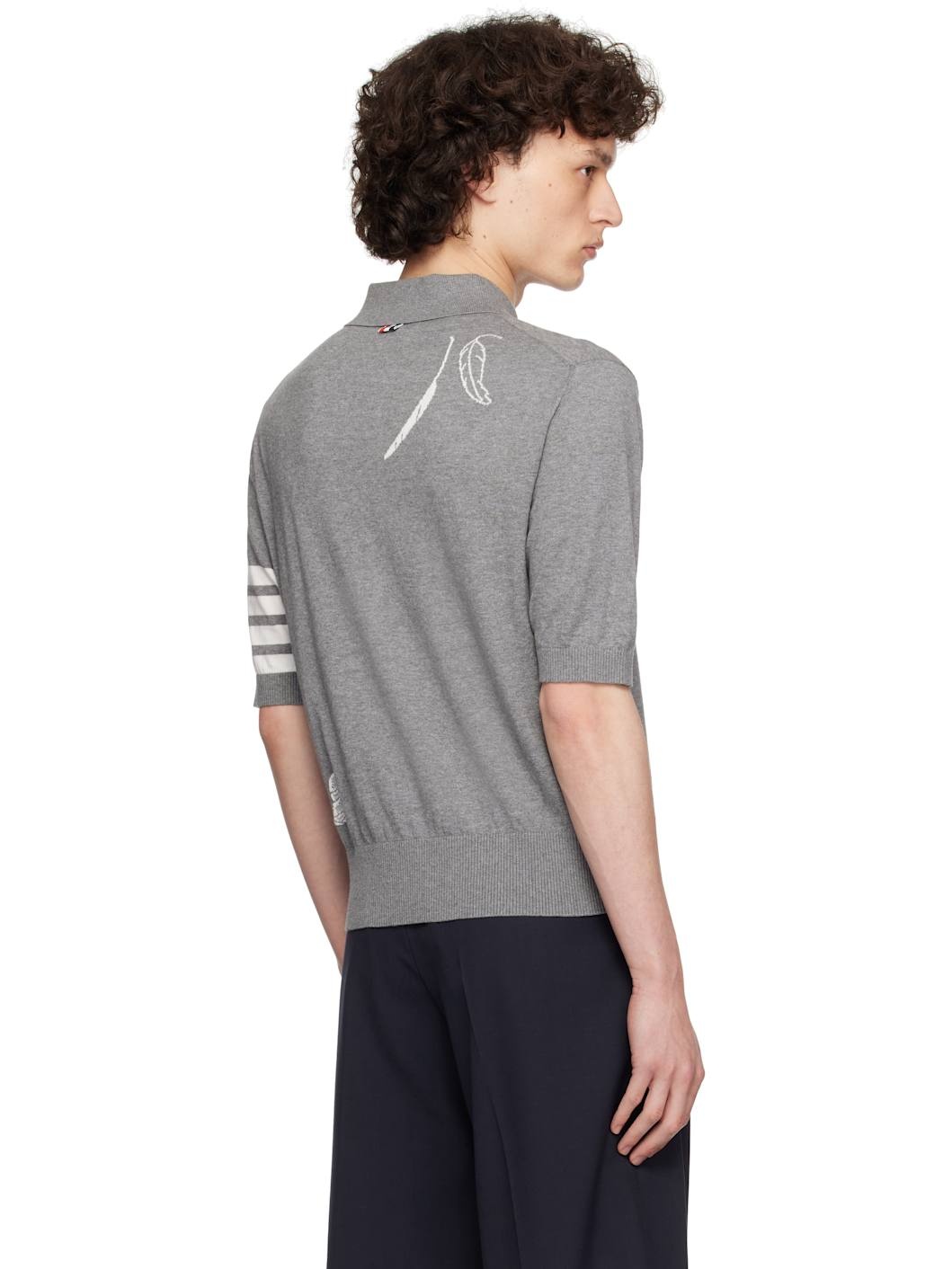 Gray Feather Short Sleeve Polo - 3