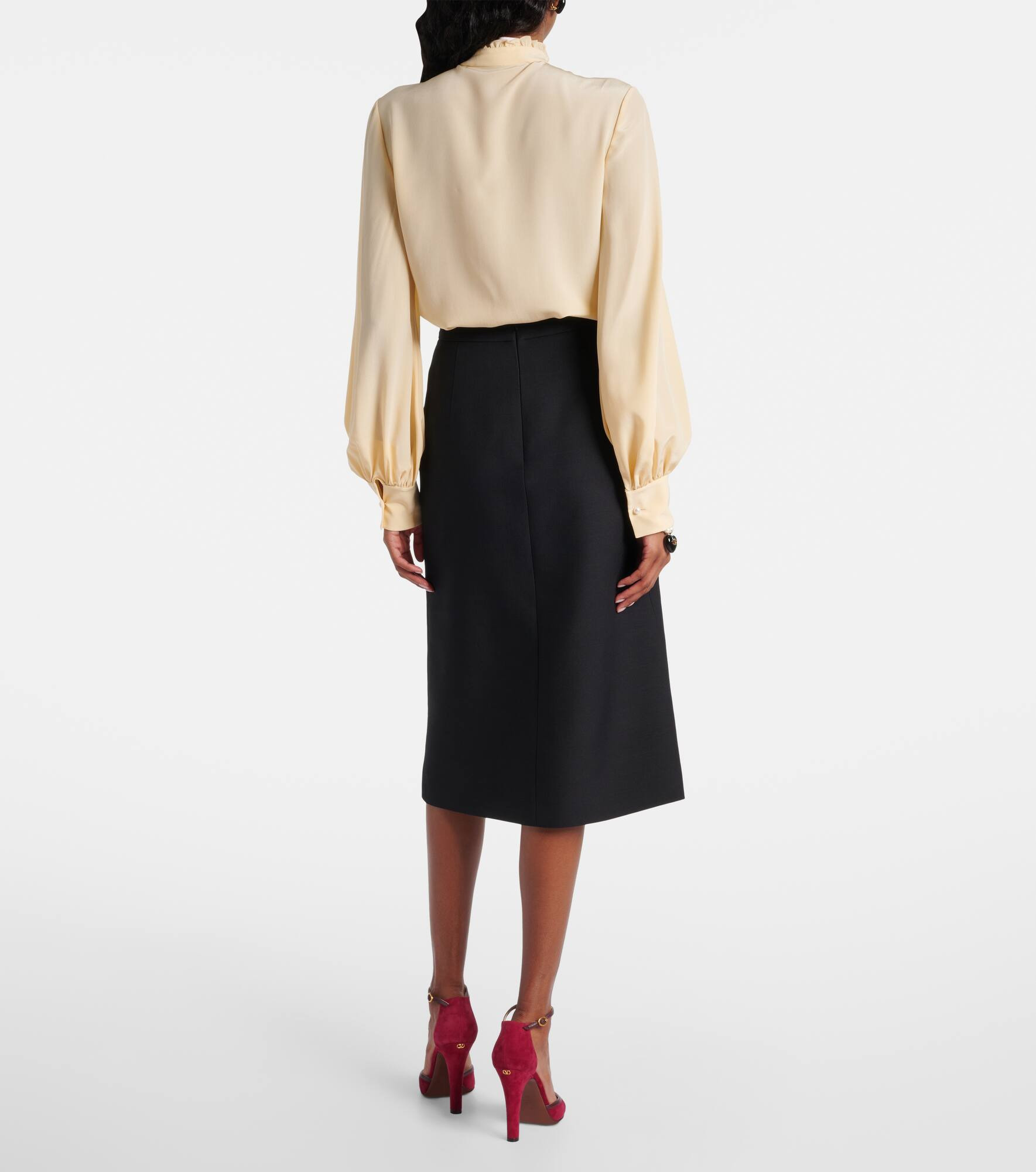 Belted wool and silk midi skirt - 3