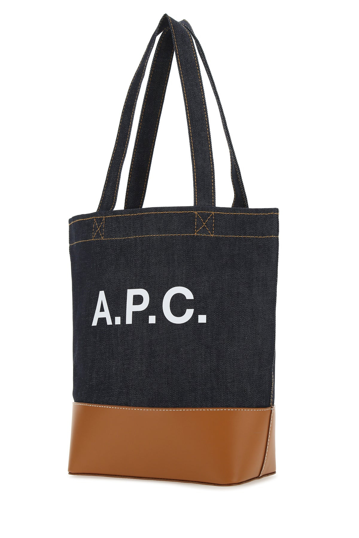 Two-tone denim and leather Axelle shopping bag - 2