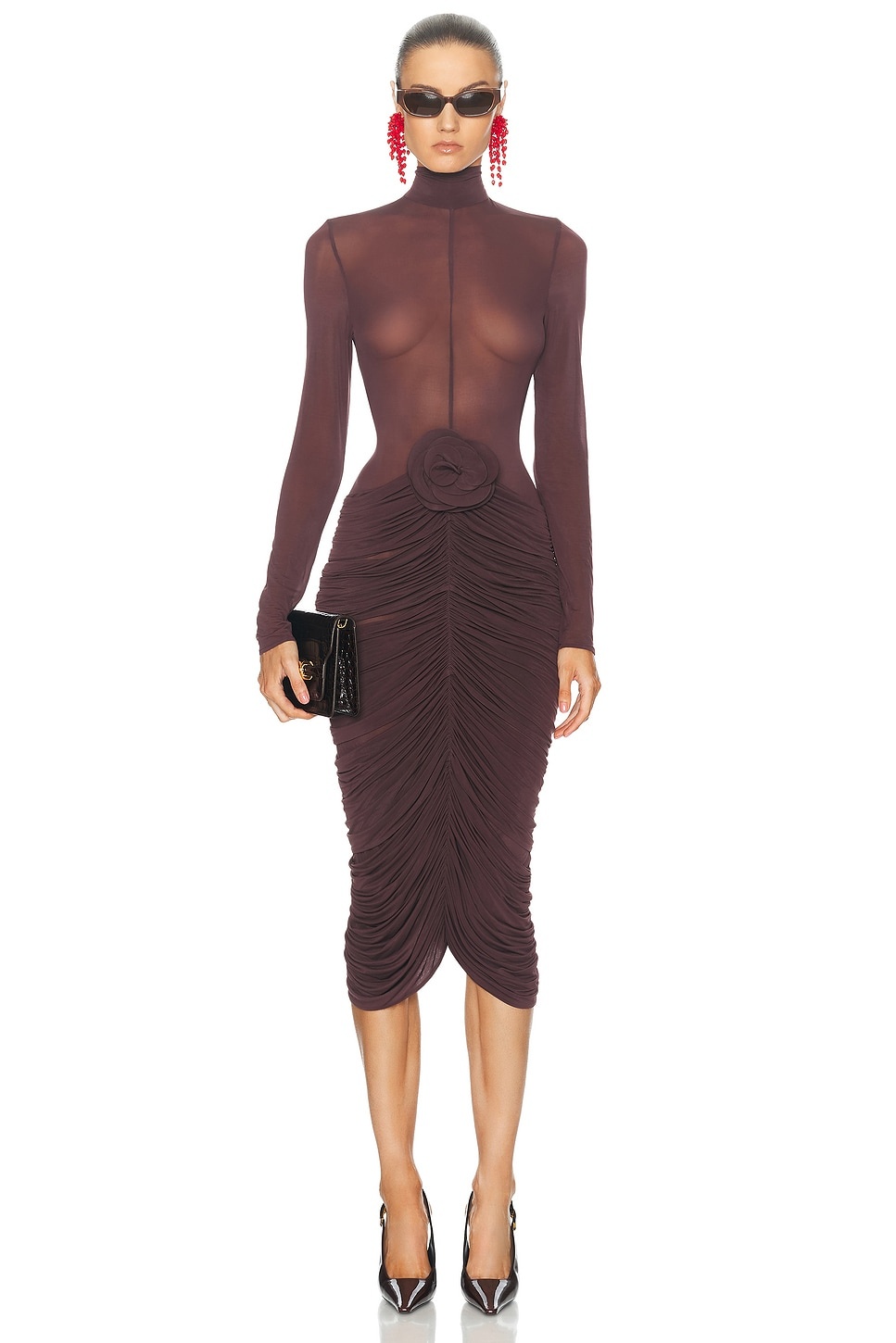 ワンピース MAGDA BUTRYM MIDI DRESS LONG SLEEVE RUCHED SLEEVE Women's Dresses | Magda Butrym | Official Womenswear Luxury
