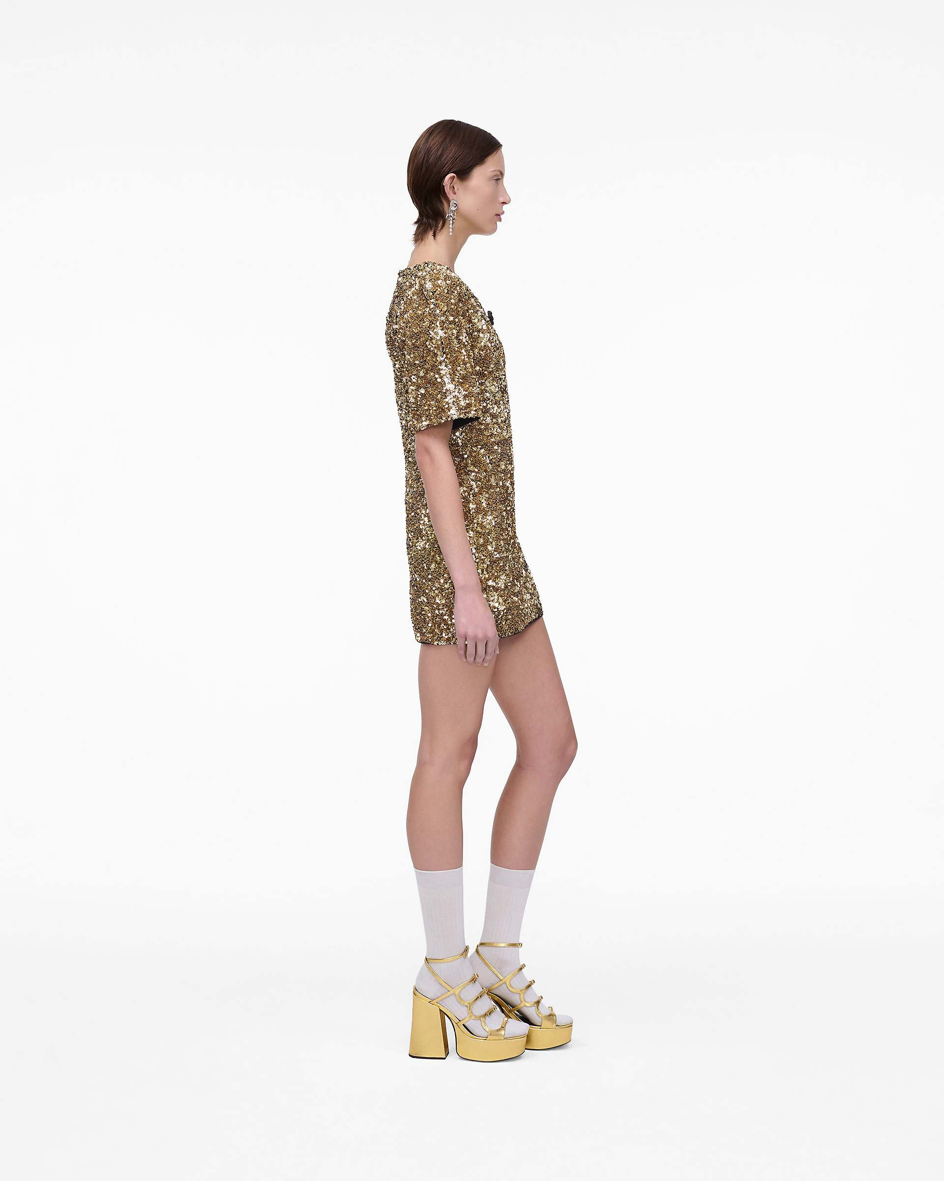 SEQUIN V-NECK KNIT DRESS - 3