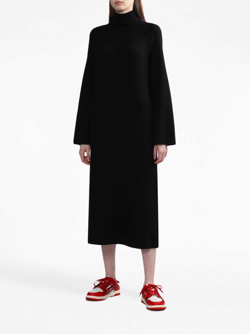 high-neck ribbed dress - 3