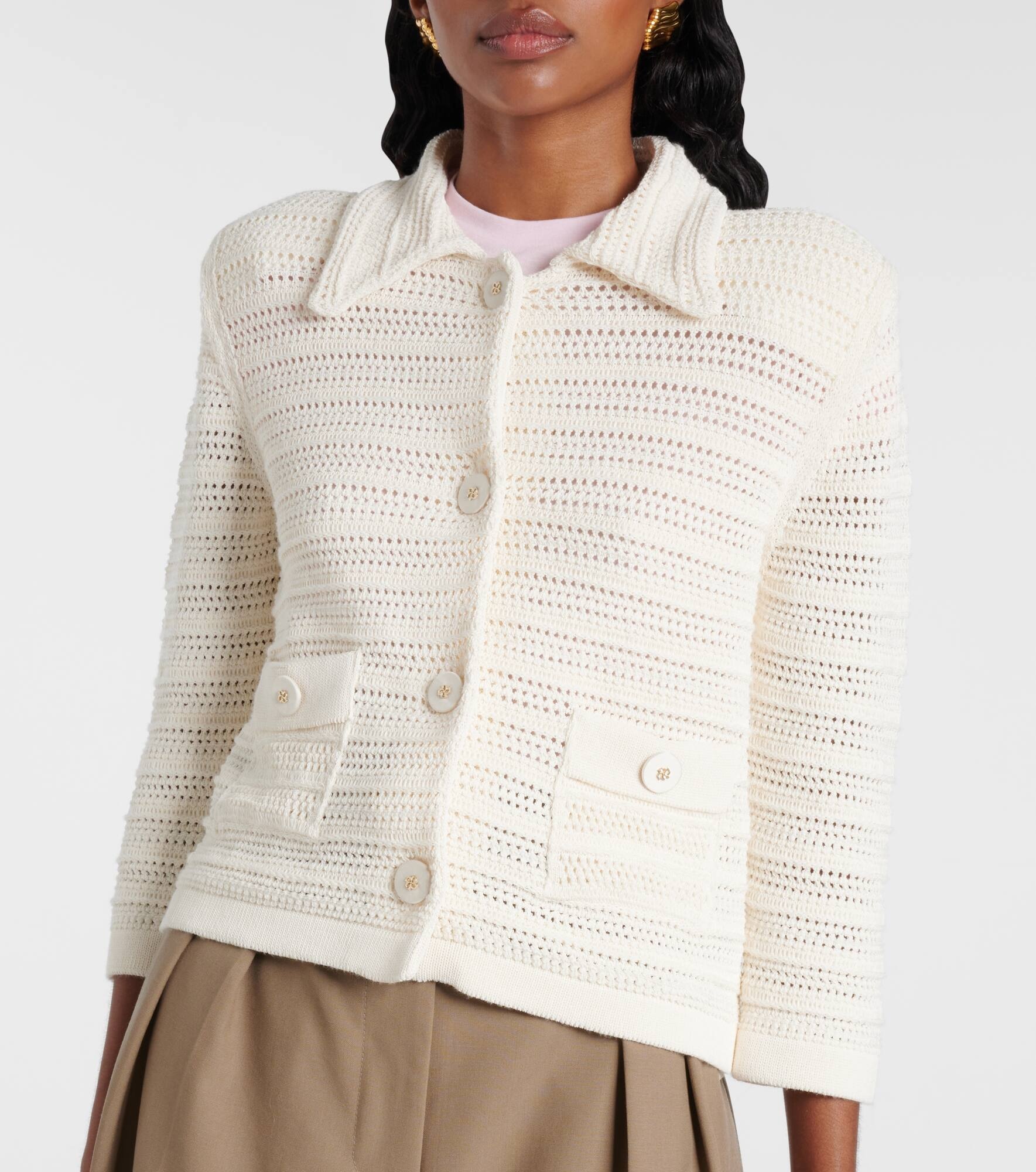 Precise Pointelle cotton-blend cardigan - 6