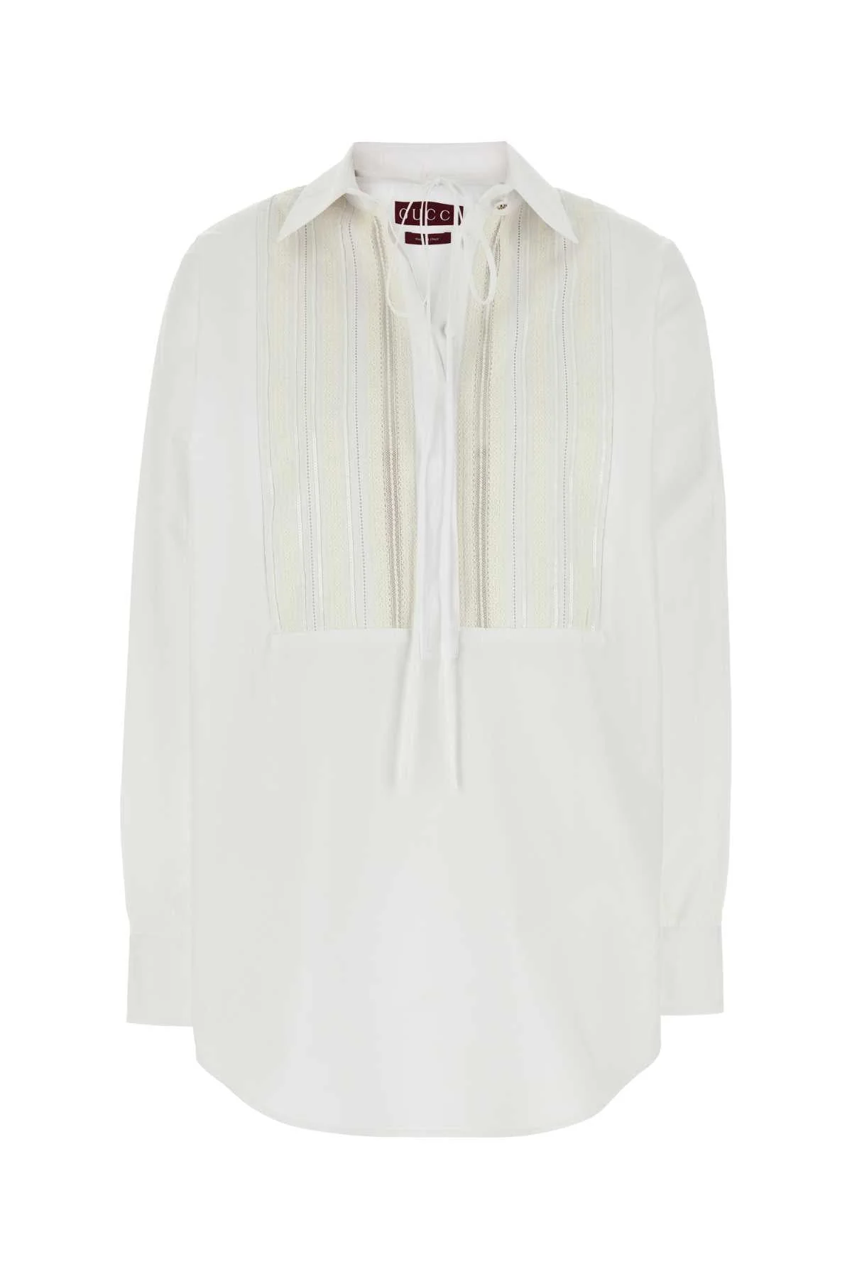 Gucci Pleated Poplin Tunic Shirt — White - 1