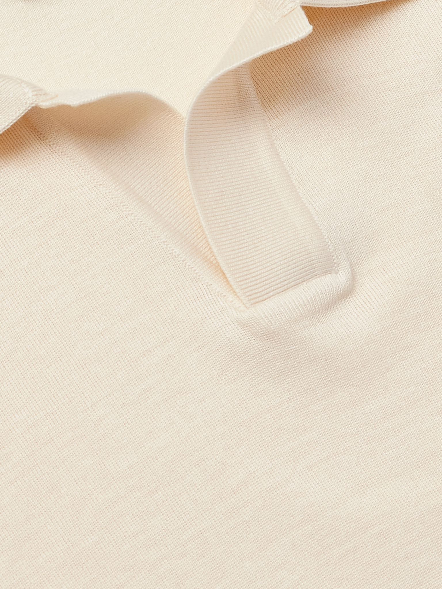 Valpiana Silk and Cotton-Blend Polo Shirt Cream - 4