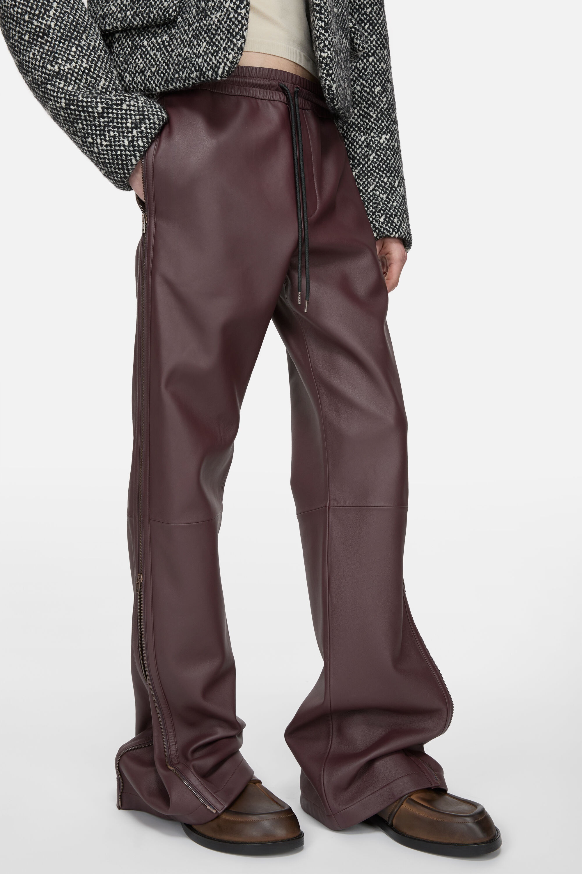 Leather trousers - Burgundy - 4