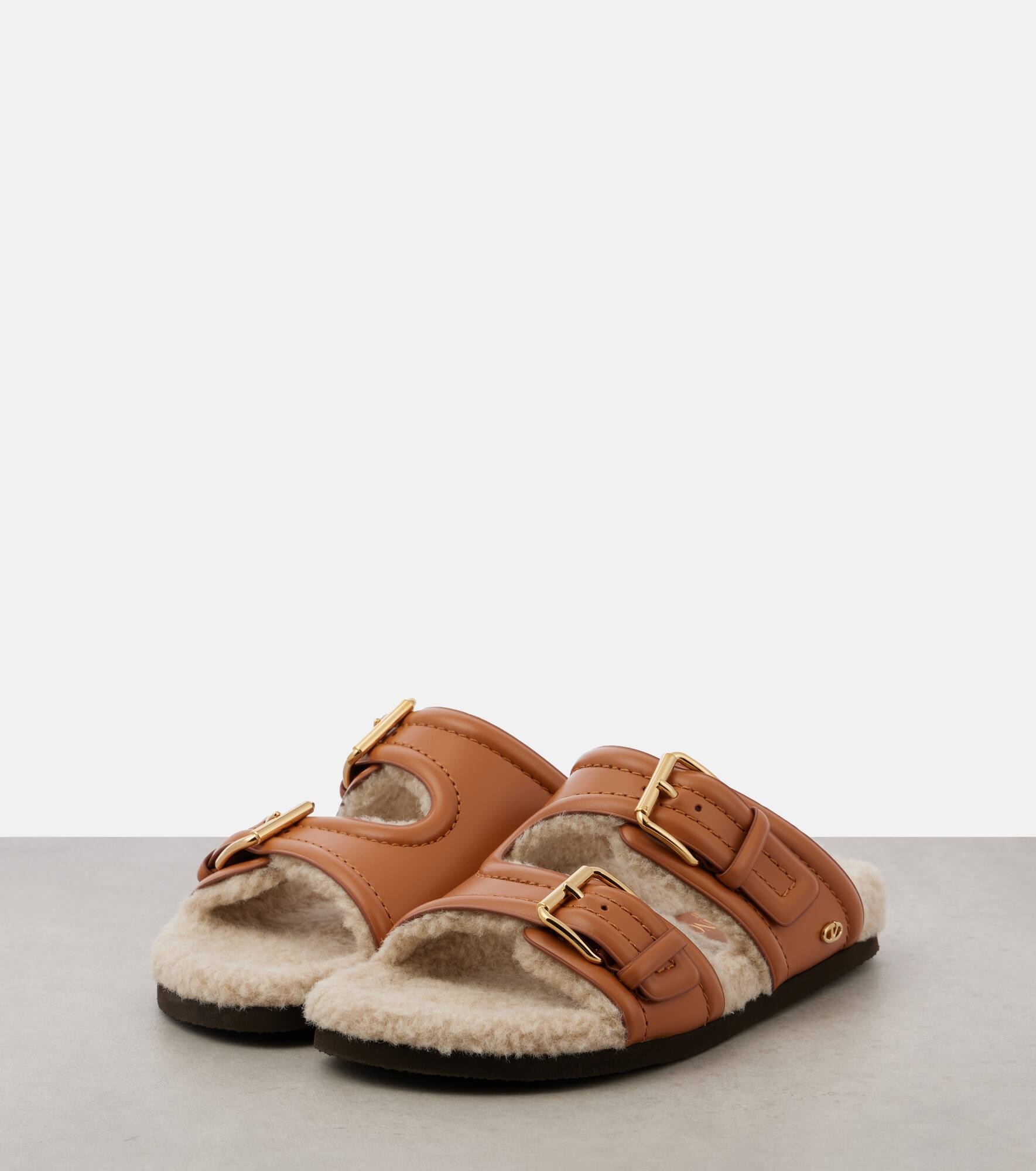 Fussfriend shearling-lined leather sandals - 5