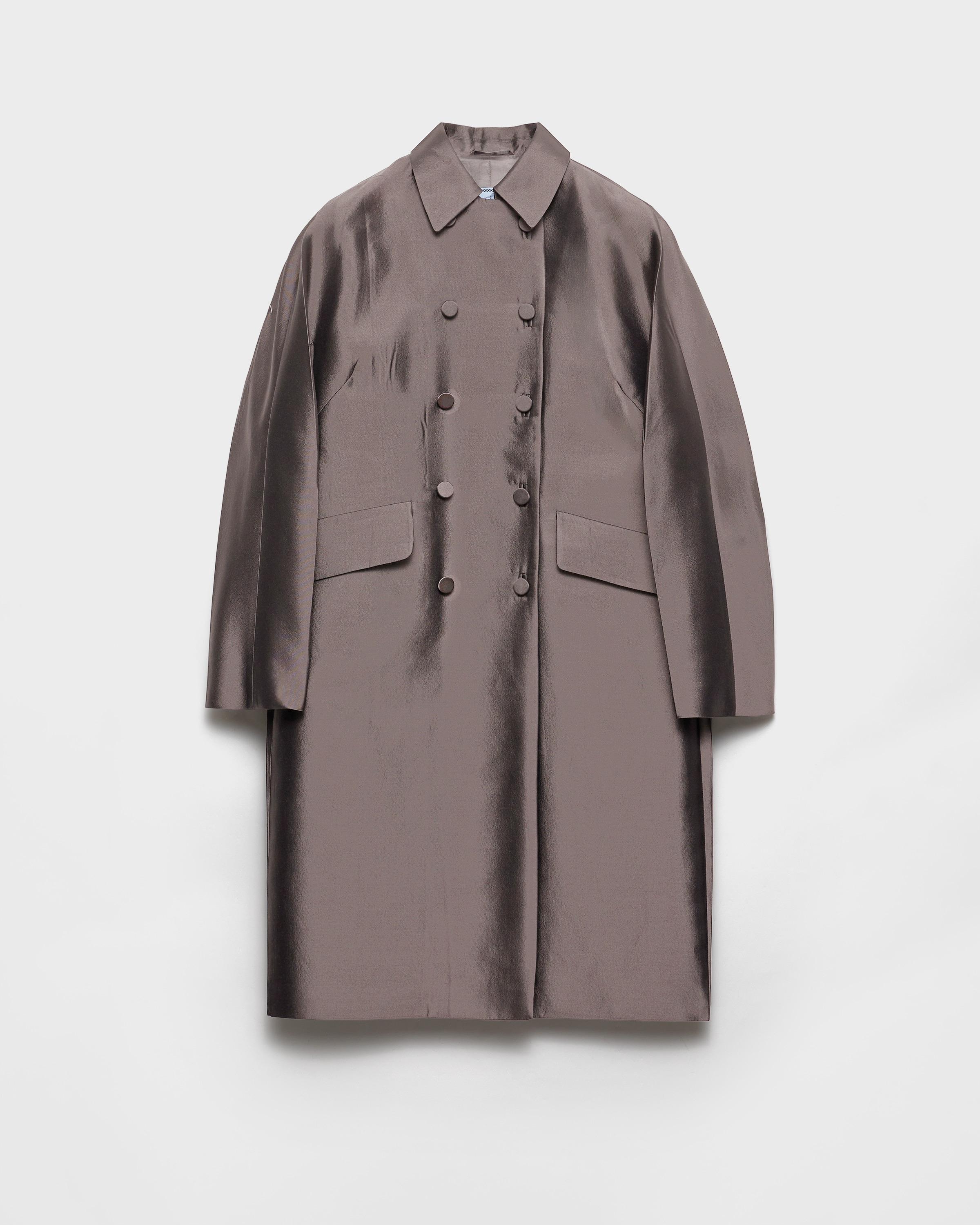 Double-breasted wool and silk coat - 1
