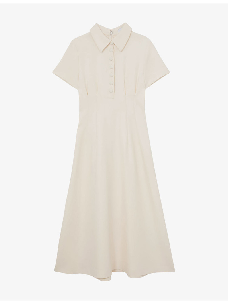 Mari Short-Sleeved Stretch-Woven Midi Dress 1
