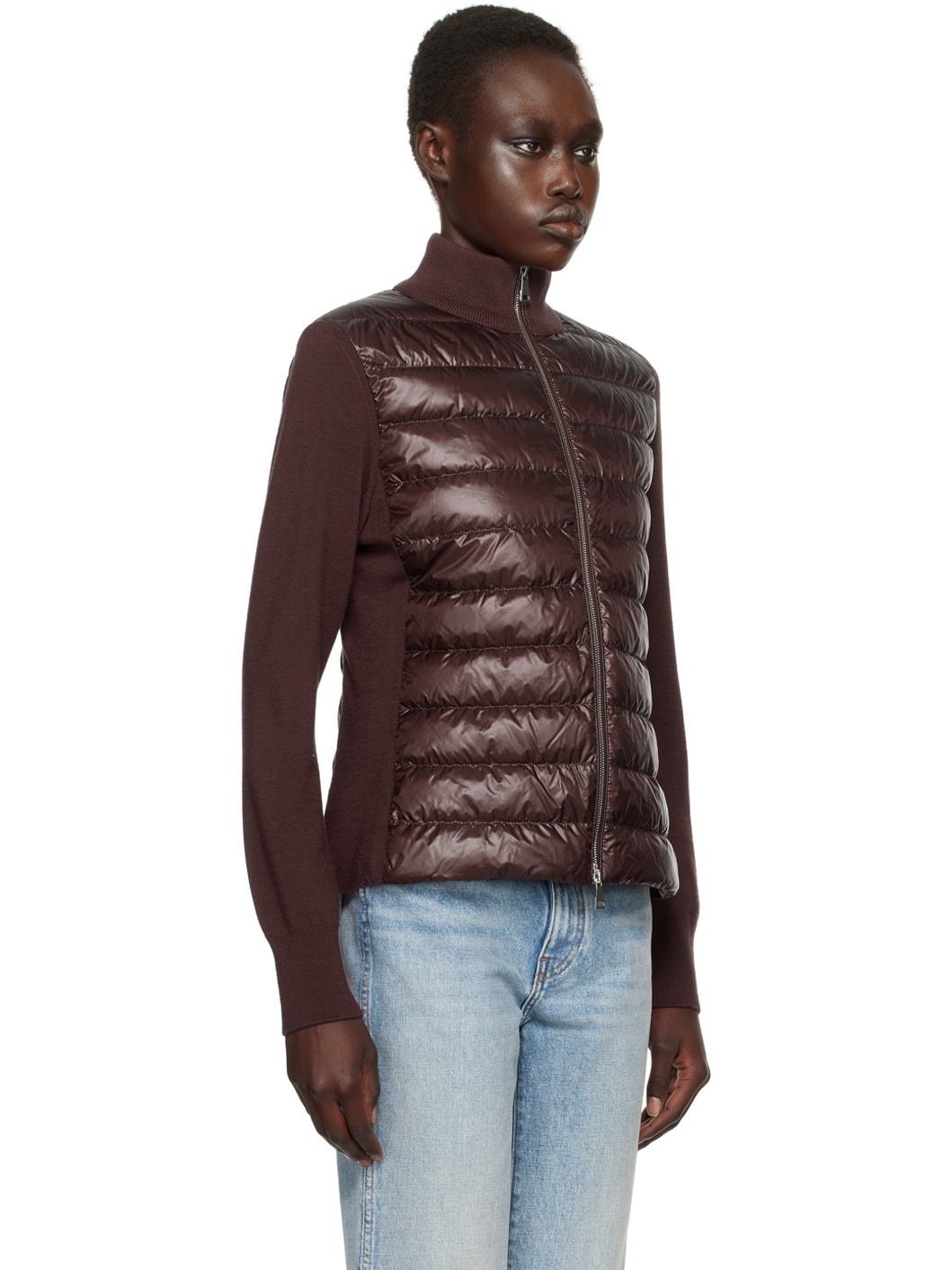 Burgundy Padded Wool Down Jacket - 2