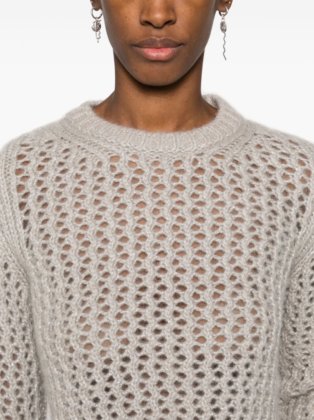 lurex open-knit jumper - 5