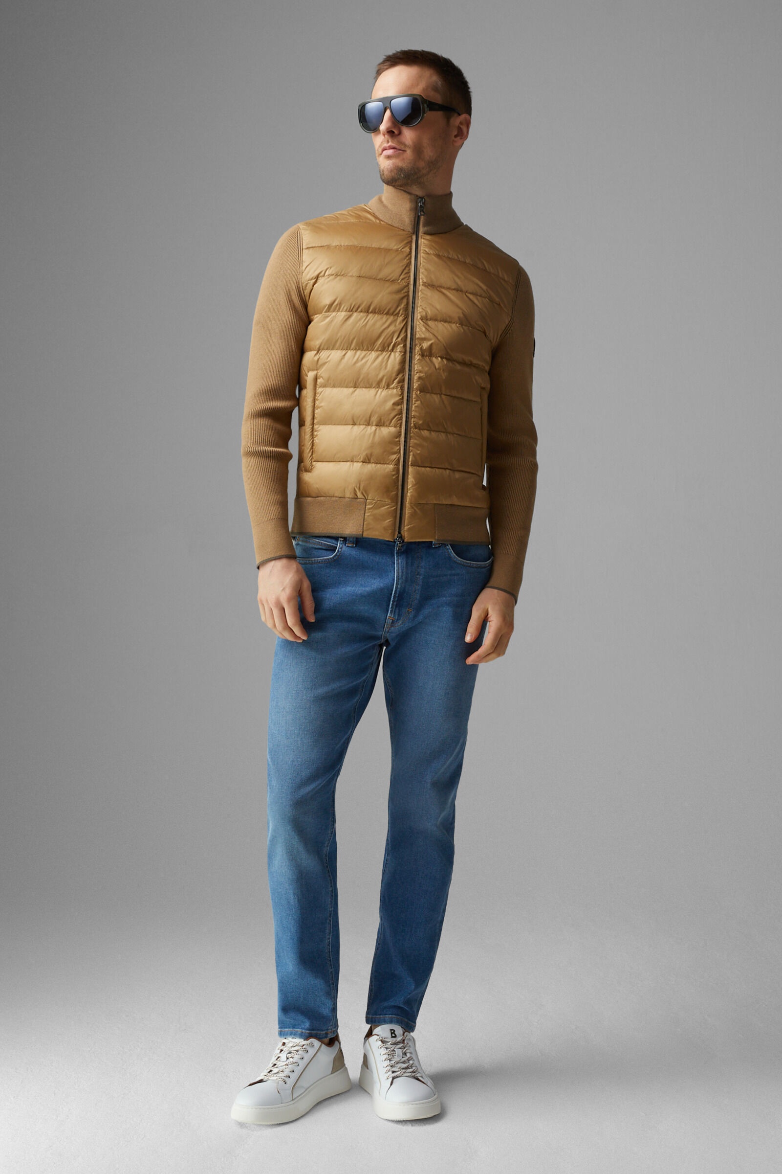 Renee Hybrid knit jacket in Beige - 4