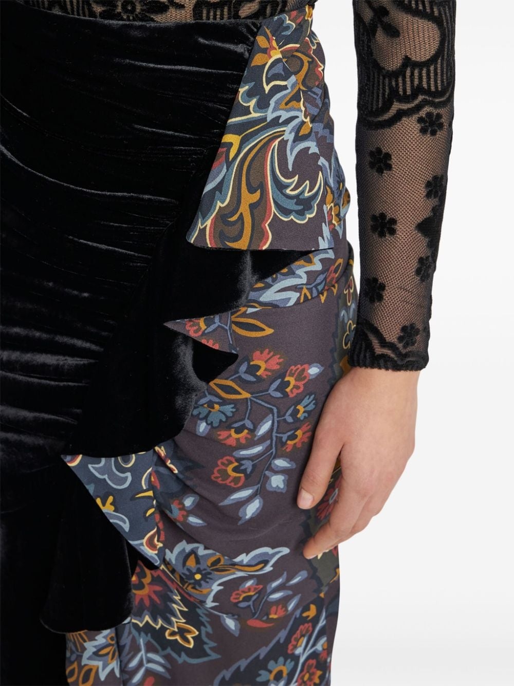 asymmetric paisley-print midi skirt - 5