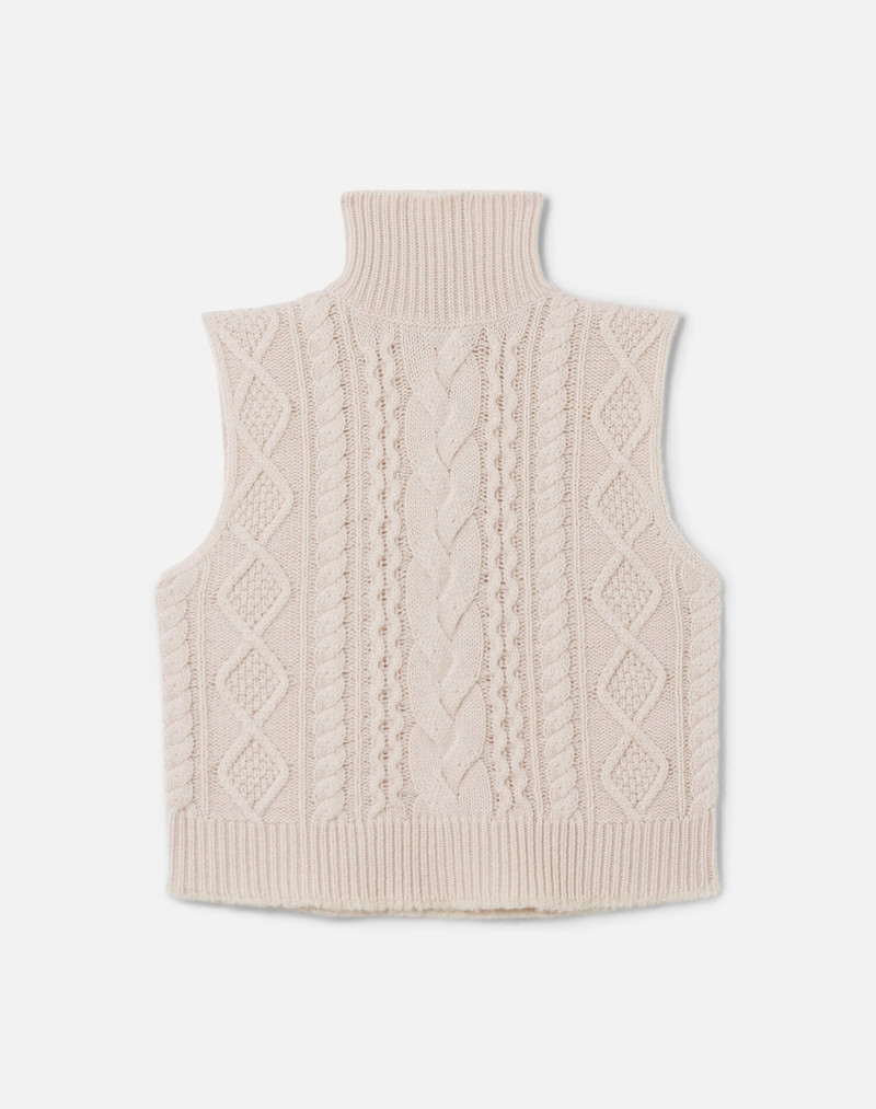 Cable Turtleneck Vest - Linen 1