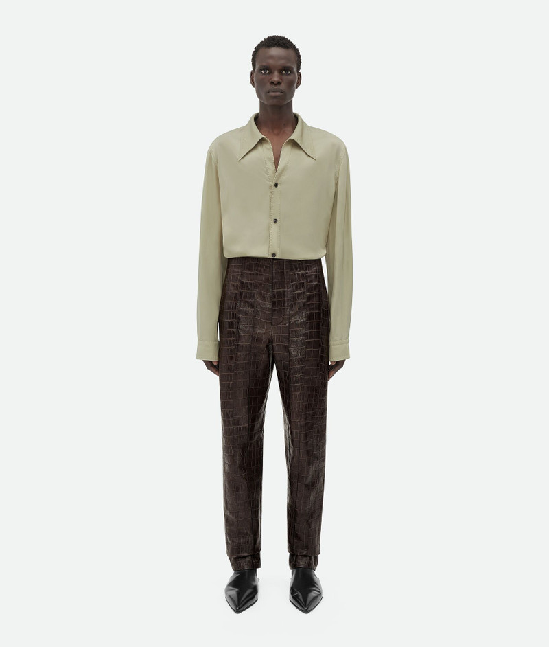Crocodile-Effect Leather Pants 1