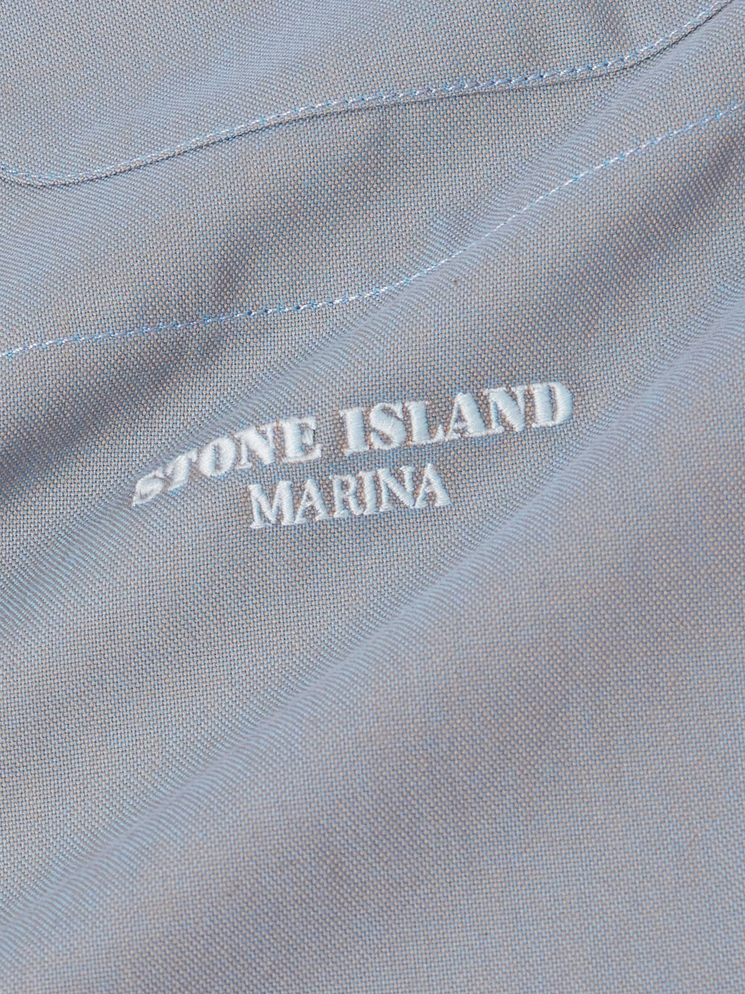 Marina Logo-Embroidered Garment-Dyed Cotton Oxford Shirt Blue - 5