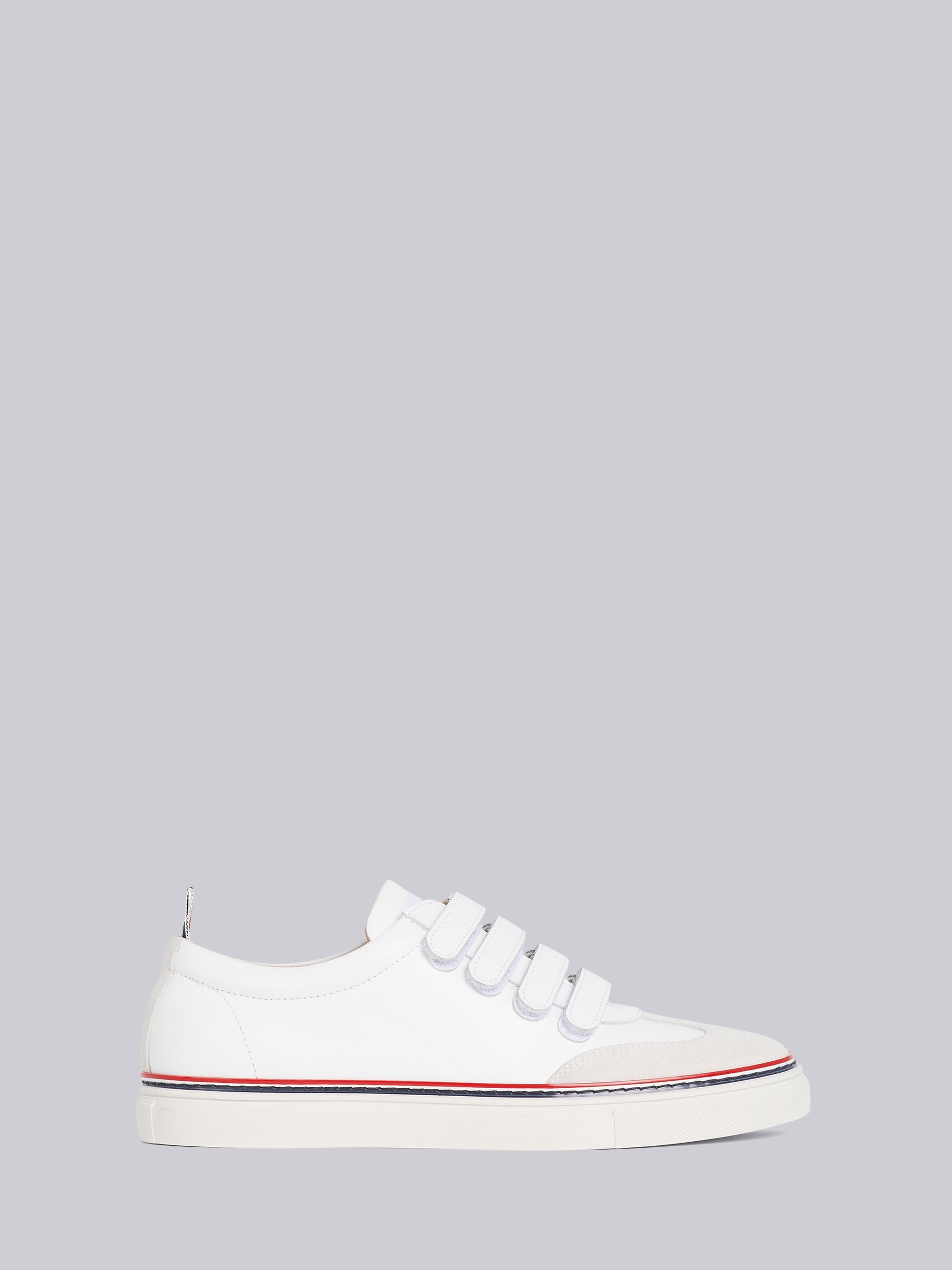 White Vitello Calfskin Velcro Low-top Trainer - 1