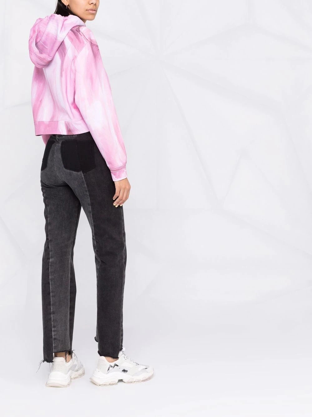 brushstroke-print cropped hoodie - 4