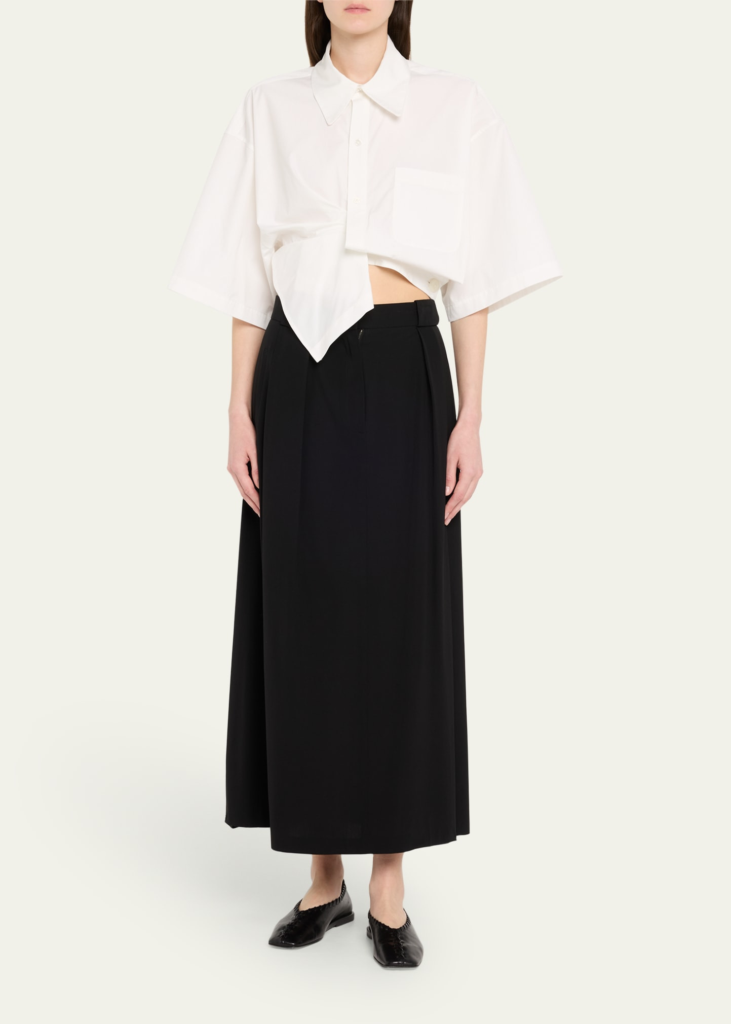 Flip Draped Cotton Top - 2