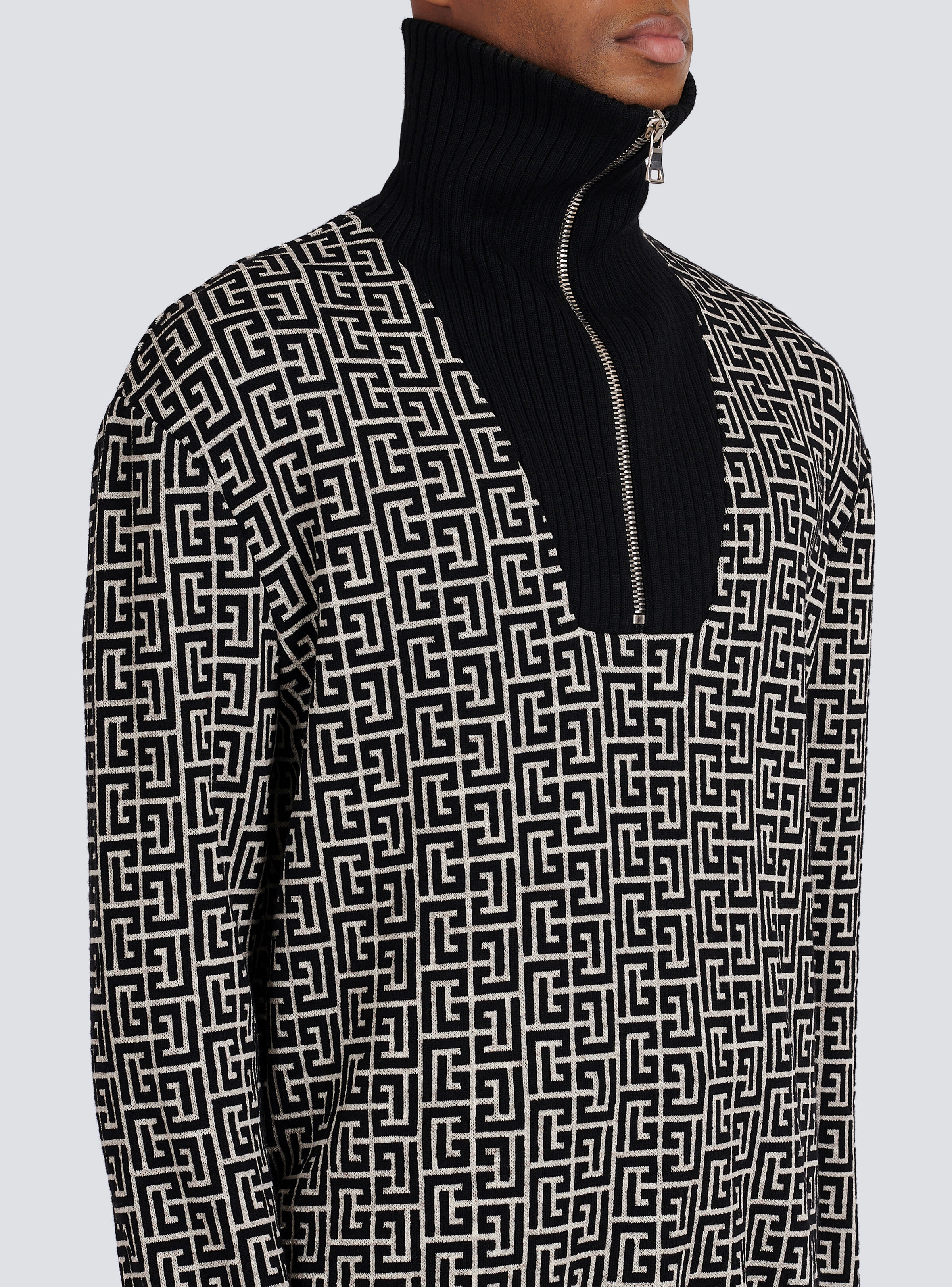 Balmain monogram wool turtleneck sweater - 7