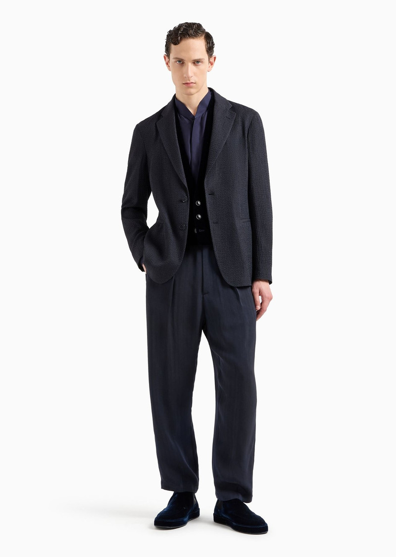 GIORGIO ARMANI Single-breasted jacket in a mesh-effect cupro blend outlook