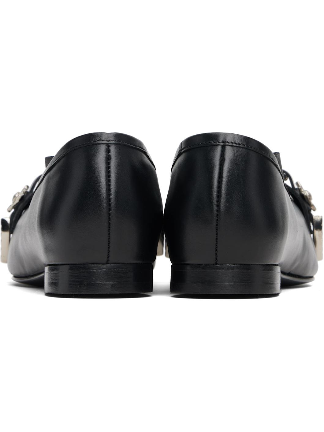 Black Leather Ballerina Flats - 2