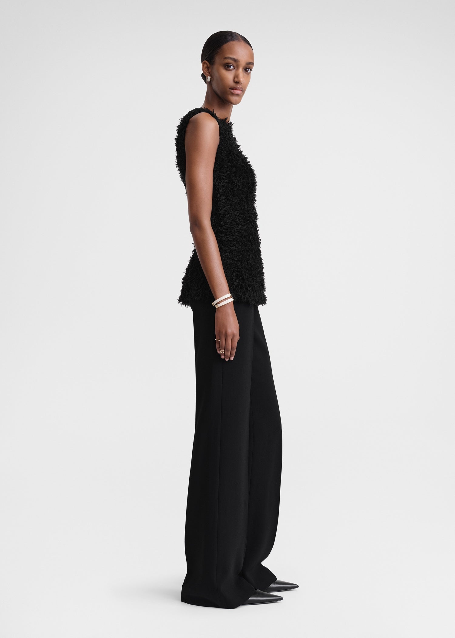 Curly mulberry silk knit black - 3