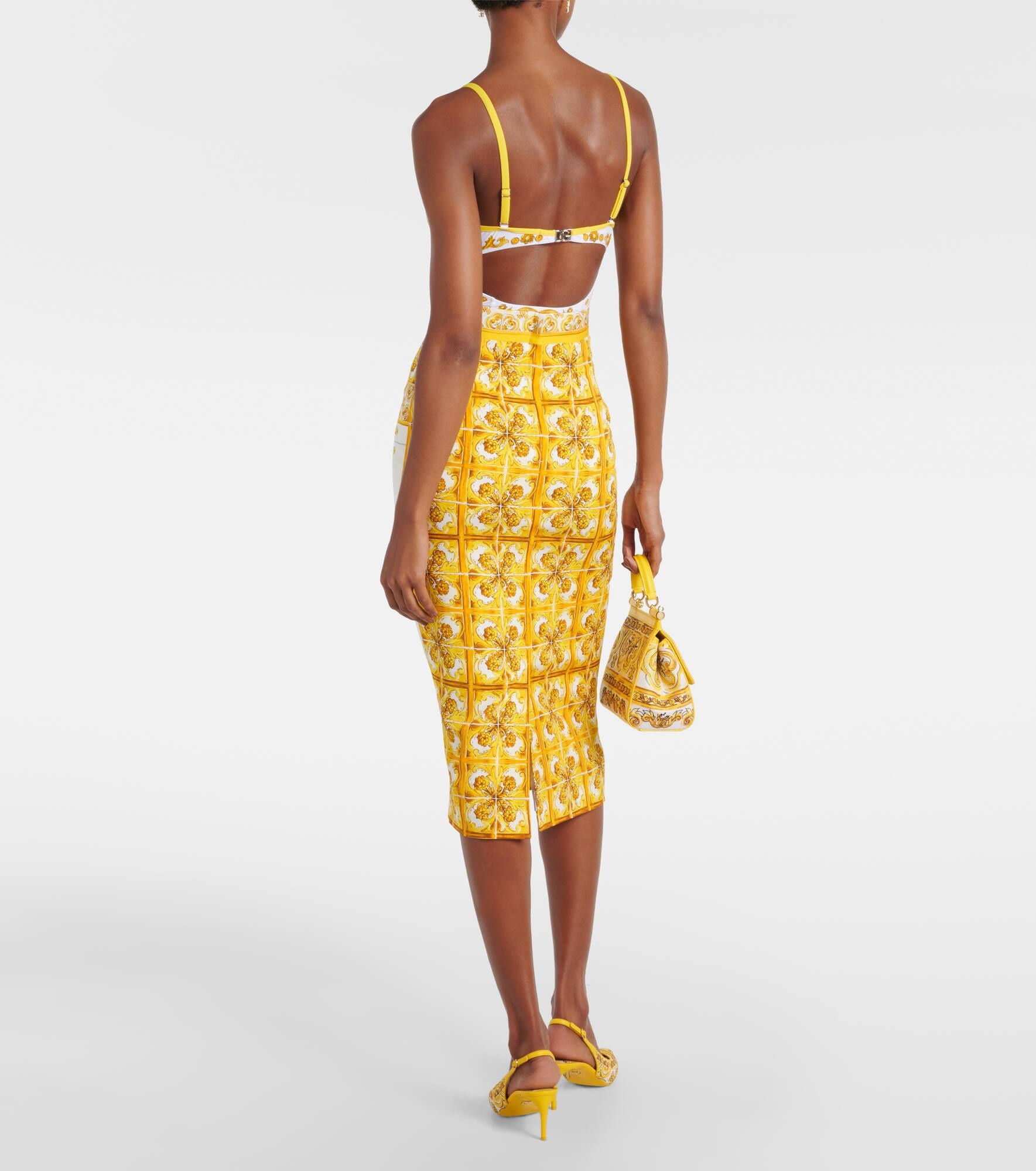 Majolica silk-blend midi skirt - 3
