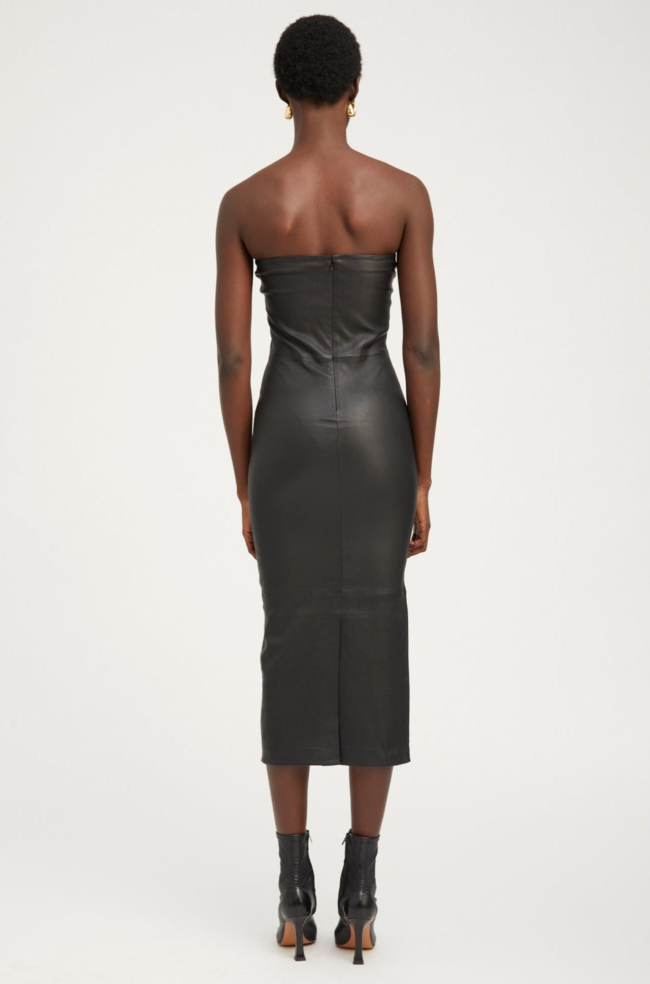 BLACK LEATHER TUBE DRESS - 6
