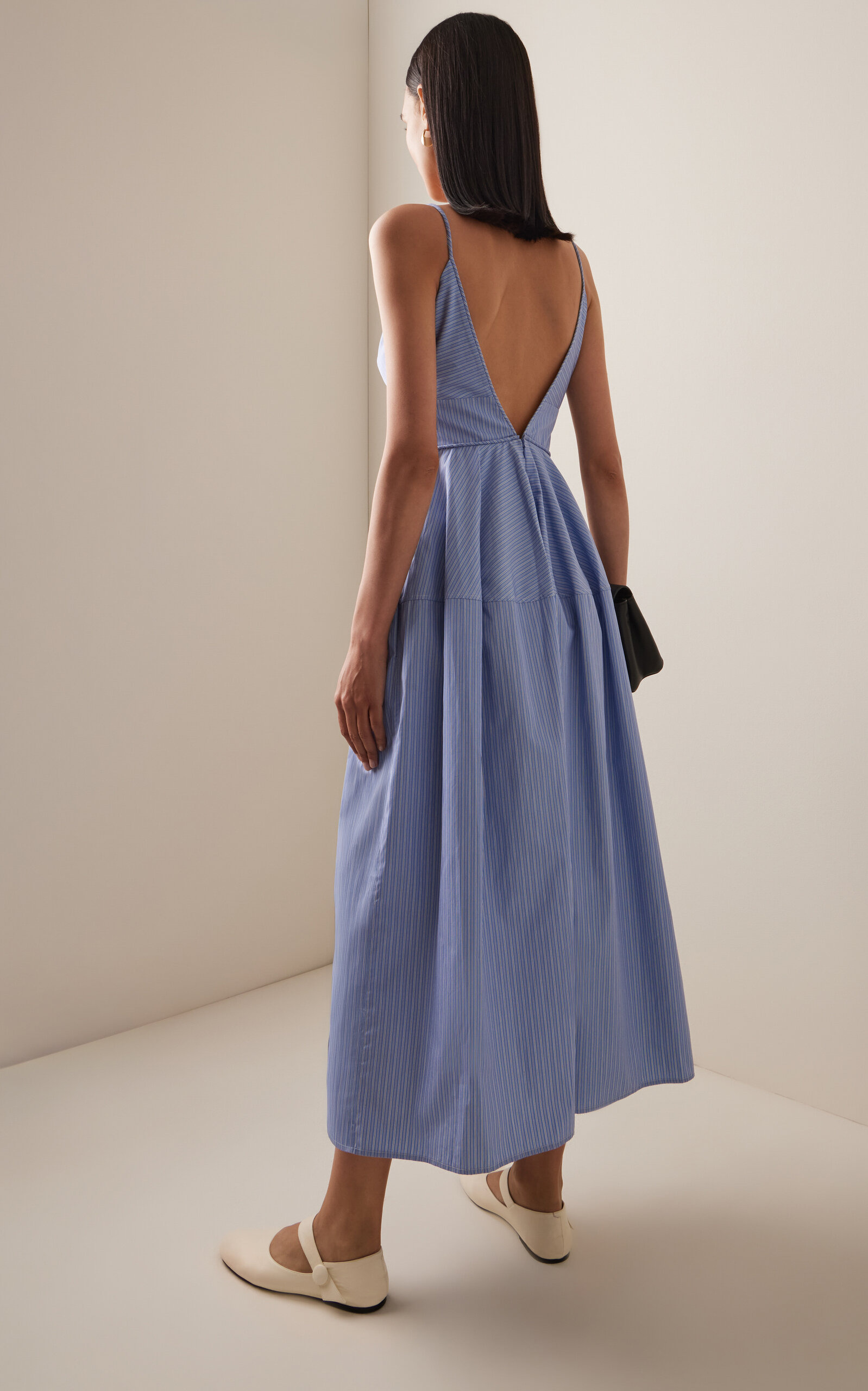 Striped Cotton Camisole Dress blue - 4