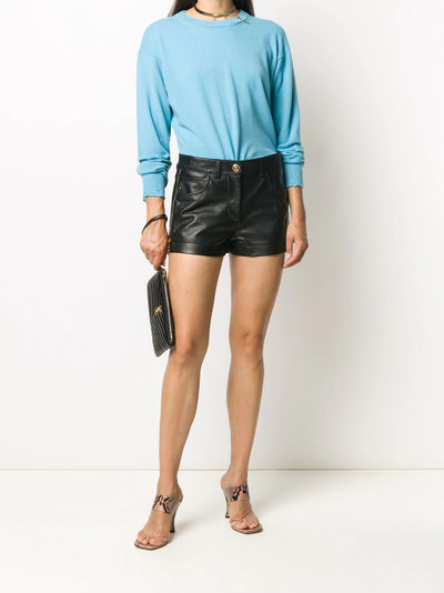 VERSACE zip-detail leather shorts outlook